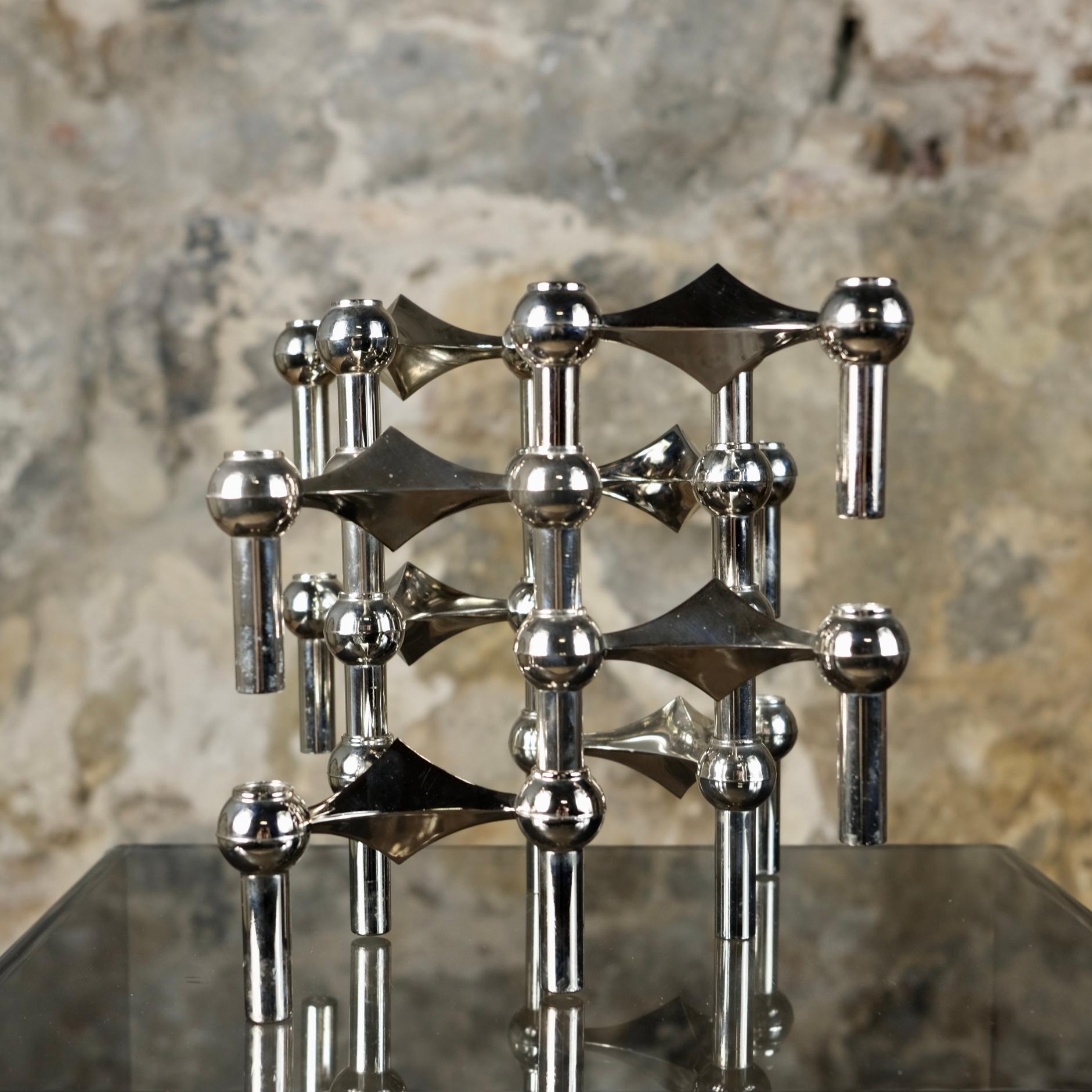 Set of 8 Fritz Nagel stackable candlesticks, West Germany, 1960s 5