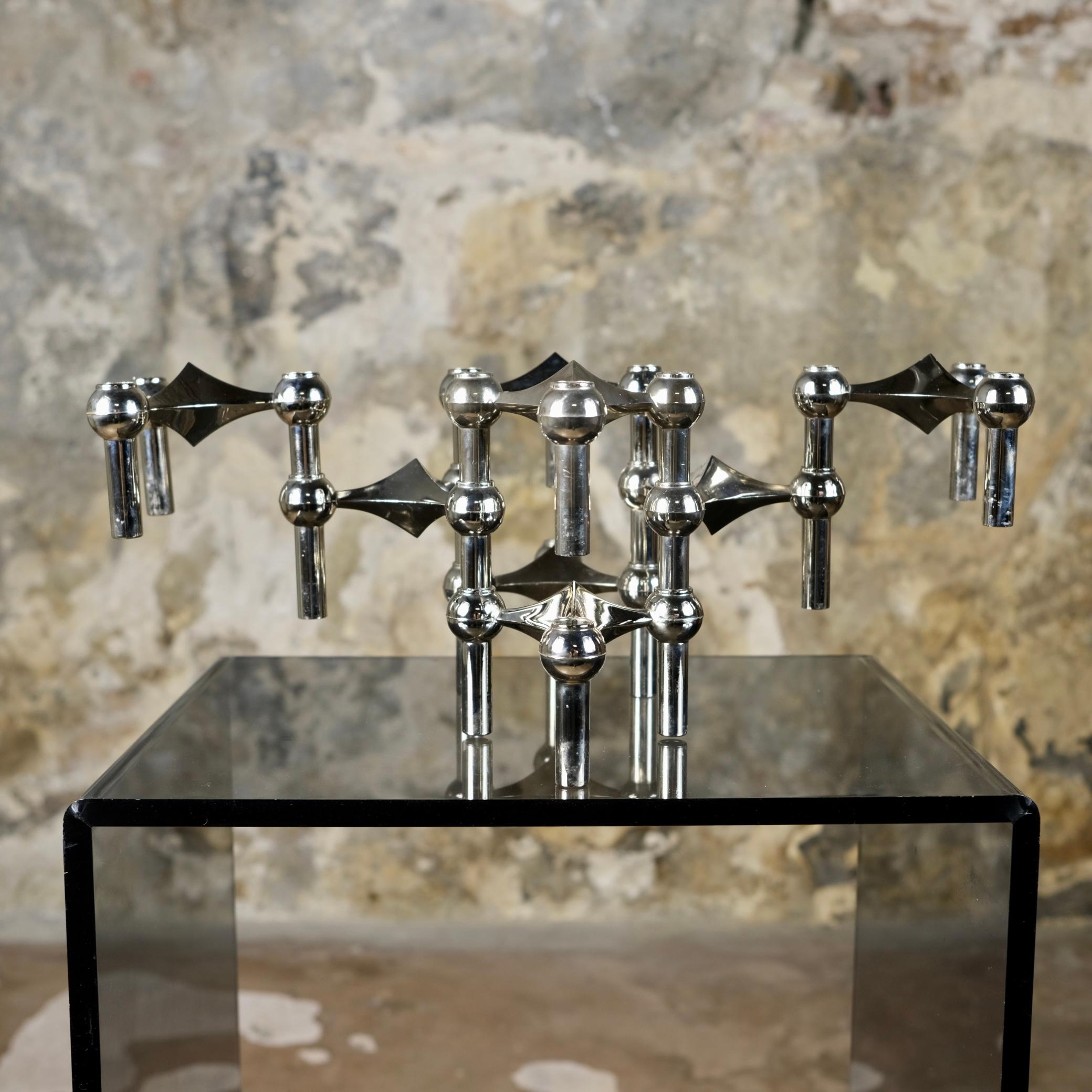Set of 8 Fritz Nagel stackable candlesticks, West Germany, 1960s In Good Condition In Lyon, FR