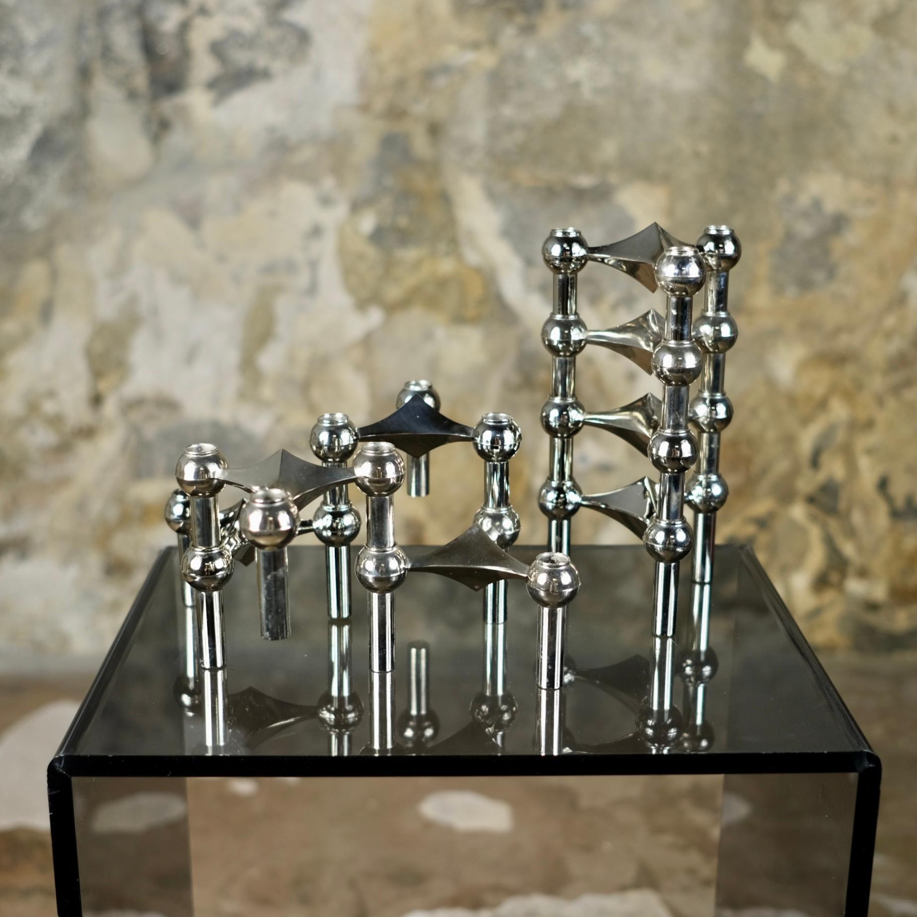 Mid-20th Century Set of 8 Fritz Nagel stackable candlesticks, West Germany, 1960s