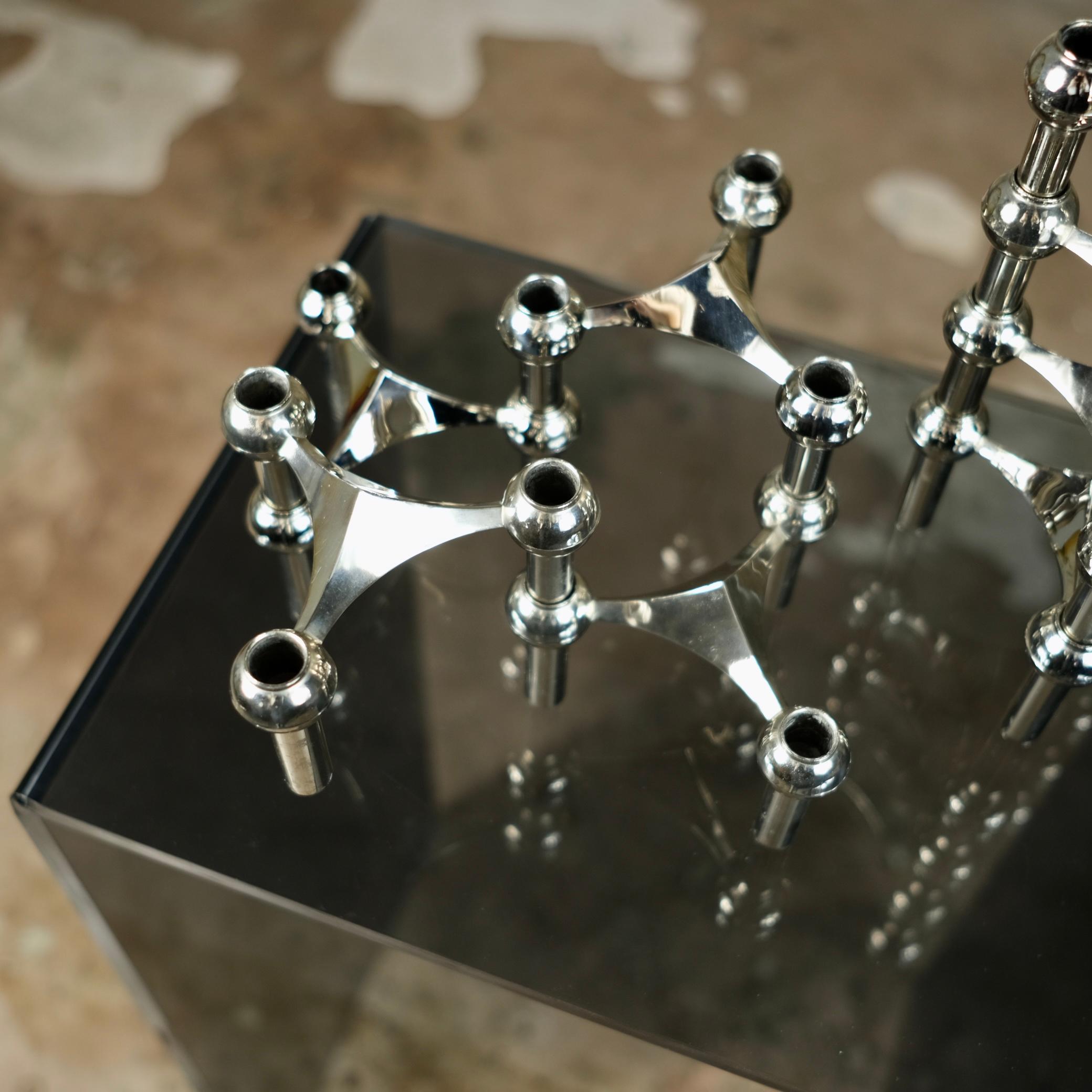 Set of 8 Fritz Nagel stackable candlesticks, West Germany, 1960s 3