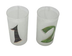 Set of 8 Frosted Vintage Tumblers Numbered 1-8
