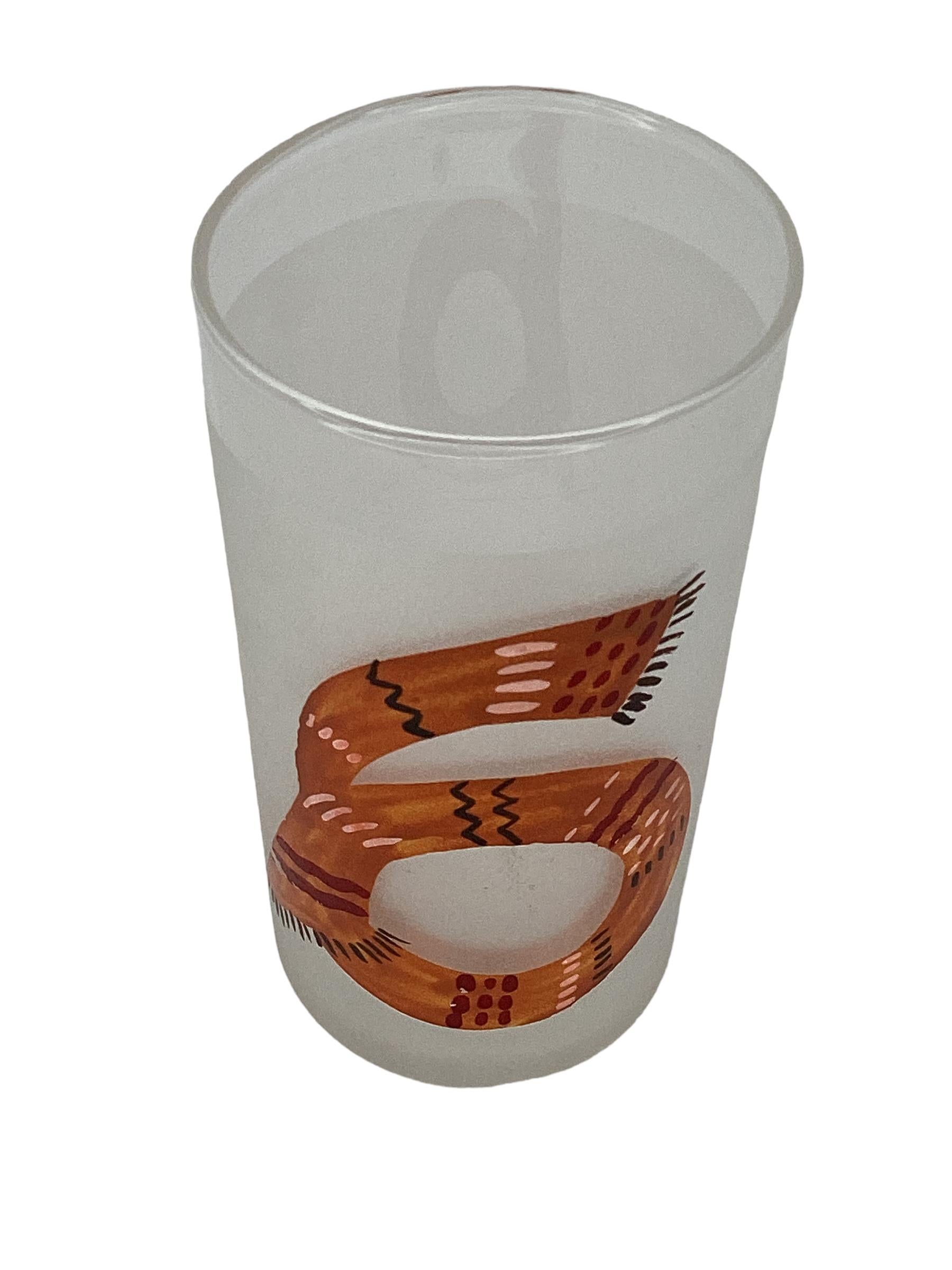 Set of 8 Frosted Vintage Tumblers Numbered 1-8 In Good Condition For Sale In Chapel Hill, NC