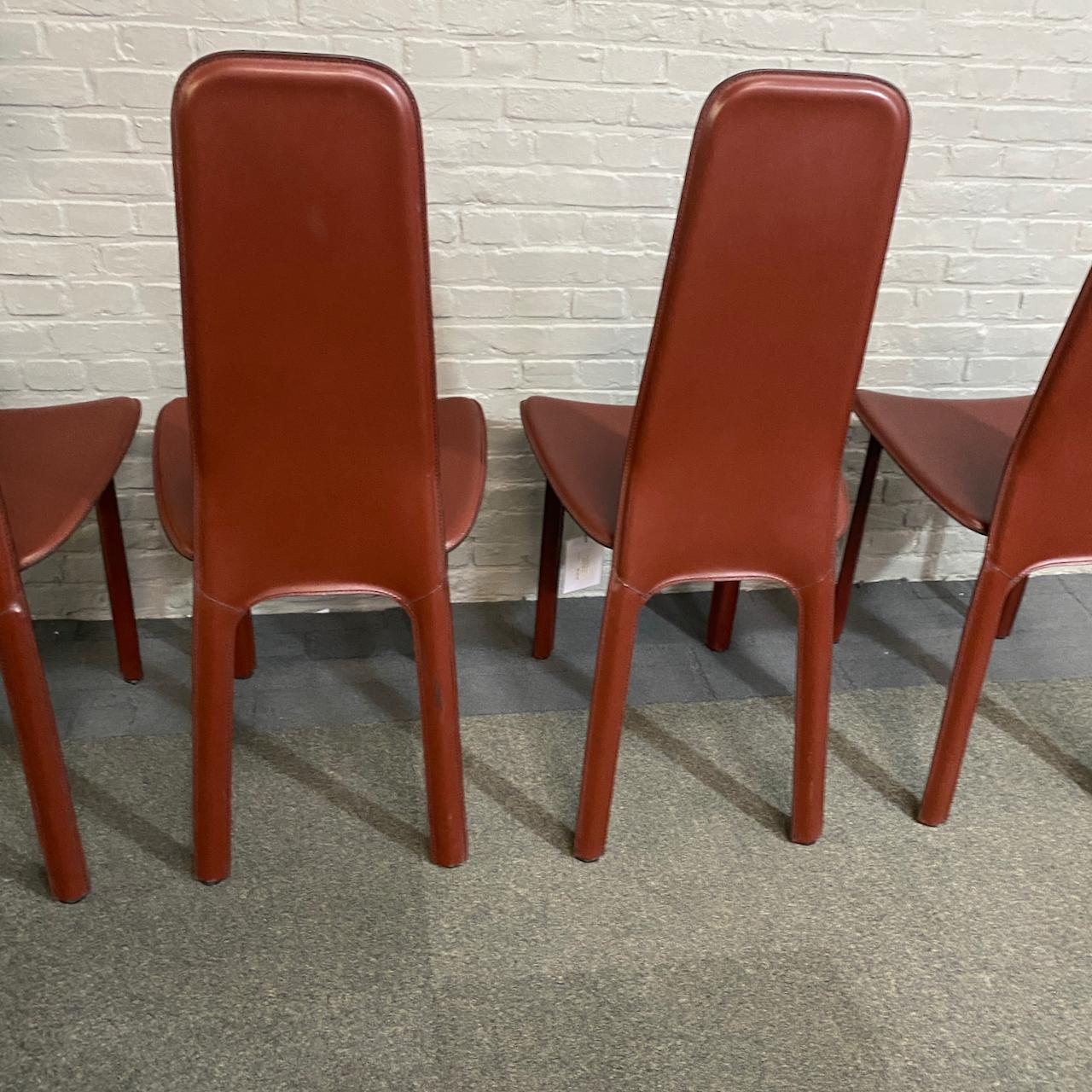 Set of 8 full saddle leather CIDUE ITALIA dining chairs- Italy 1980'S For Sale 3