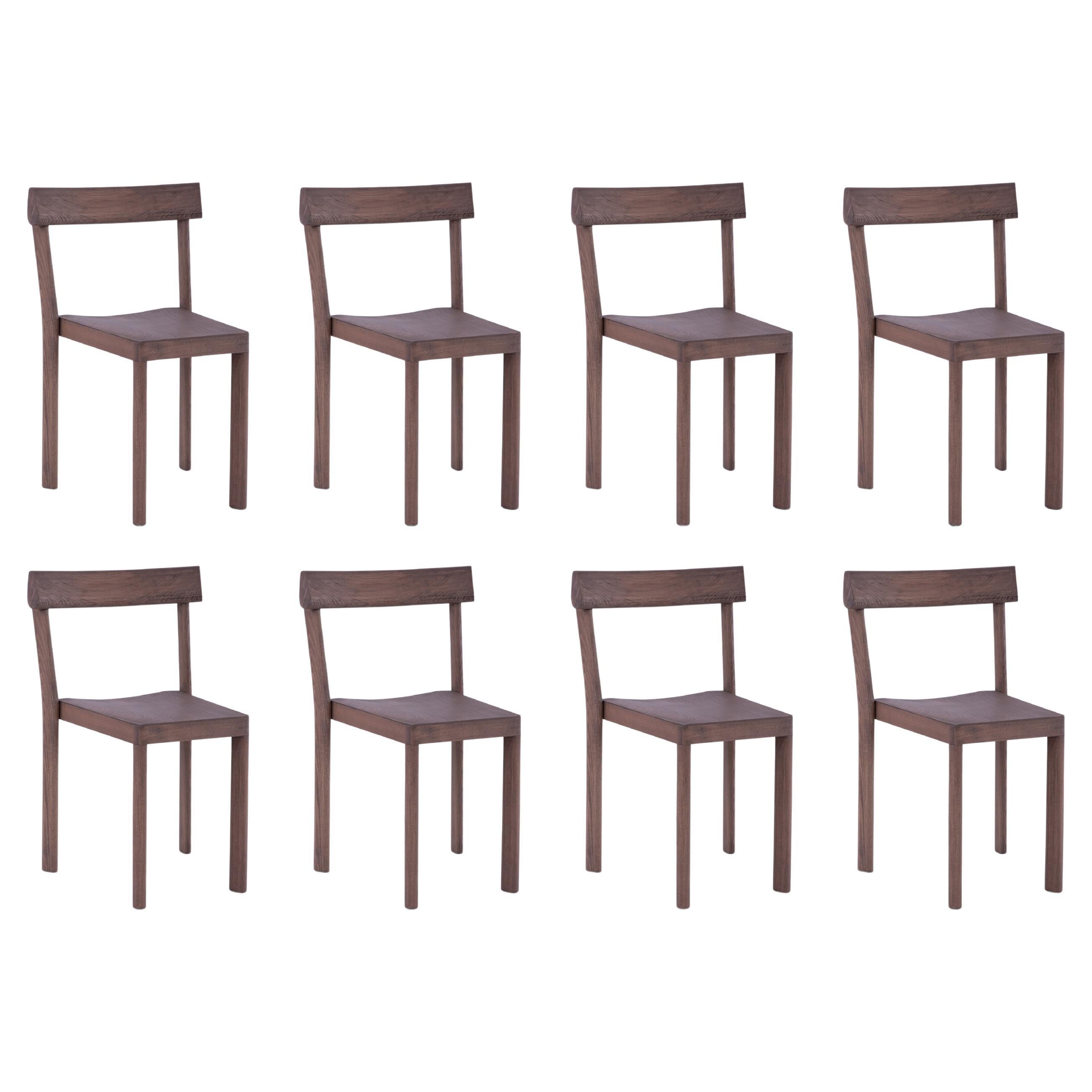 Set of 8 Galta Walnut Chairs by Kann Design For Sale