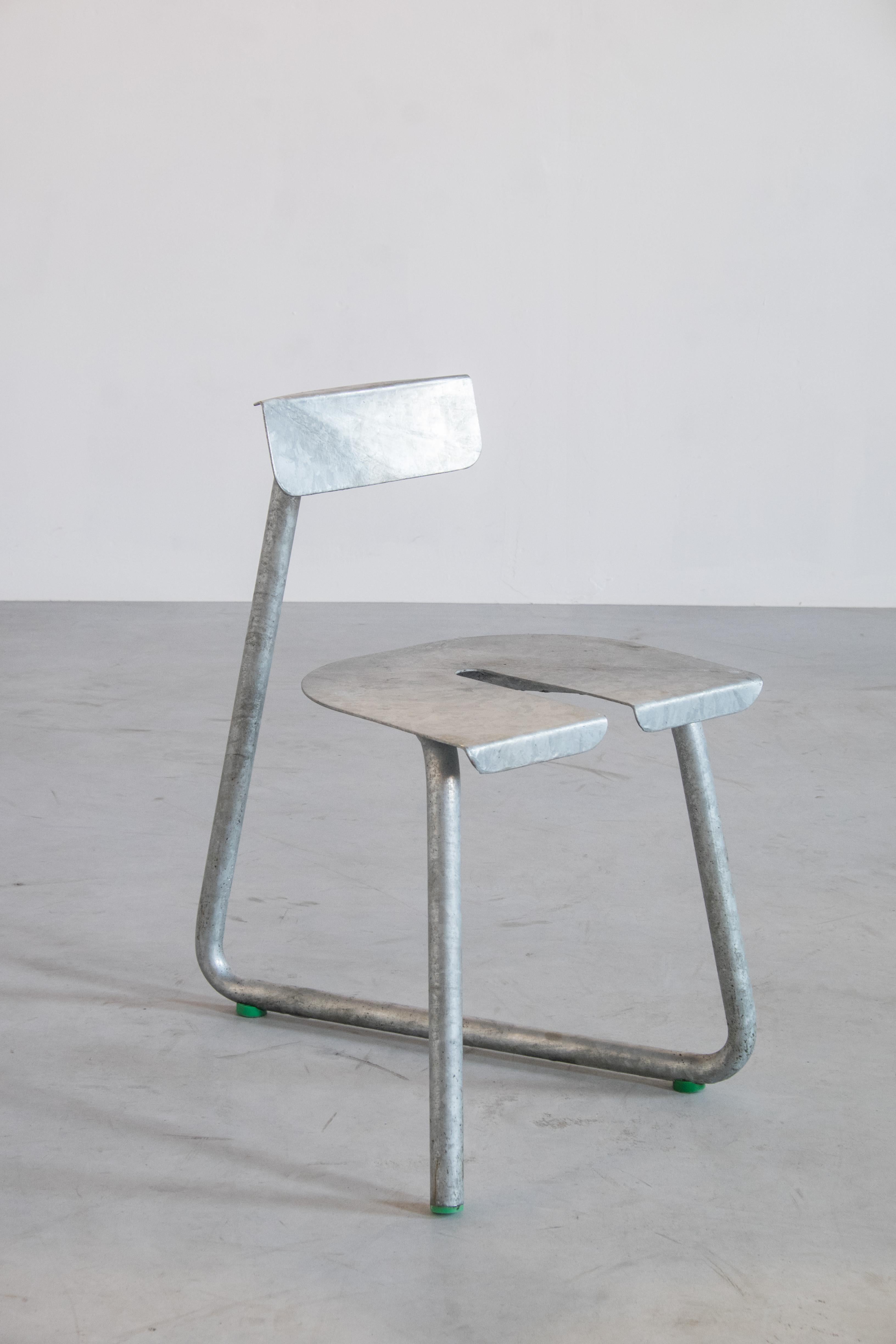 Galvanized Set of 8 Galva Steel Outdoor Chairs by Atelier Thomas Serruys