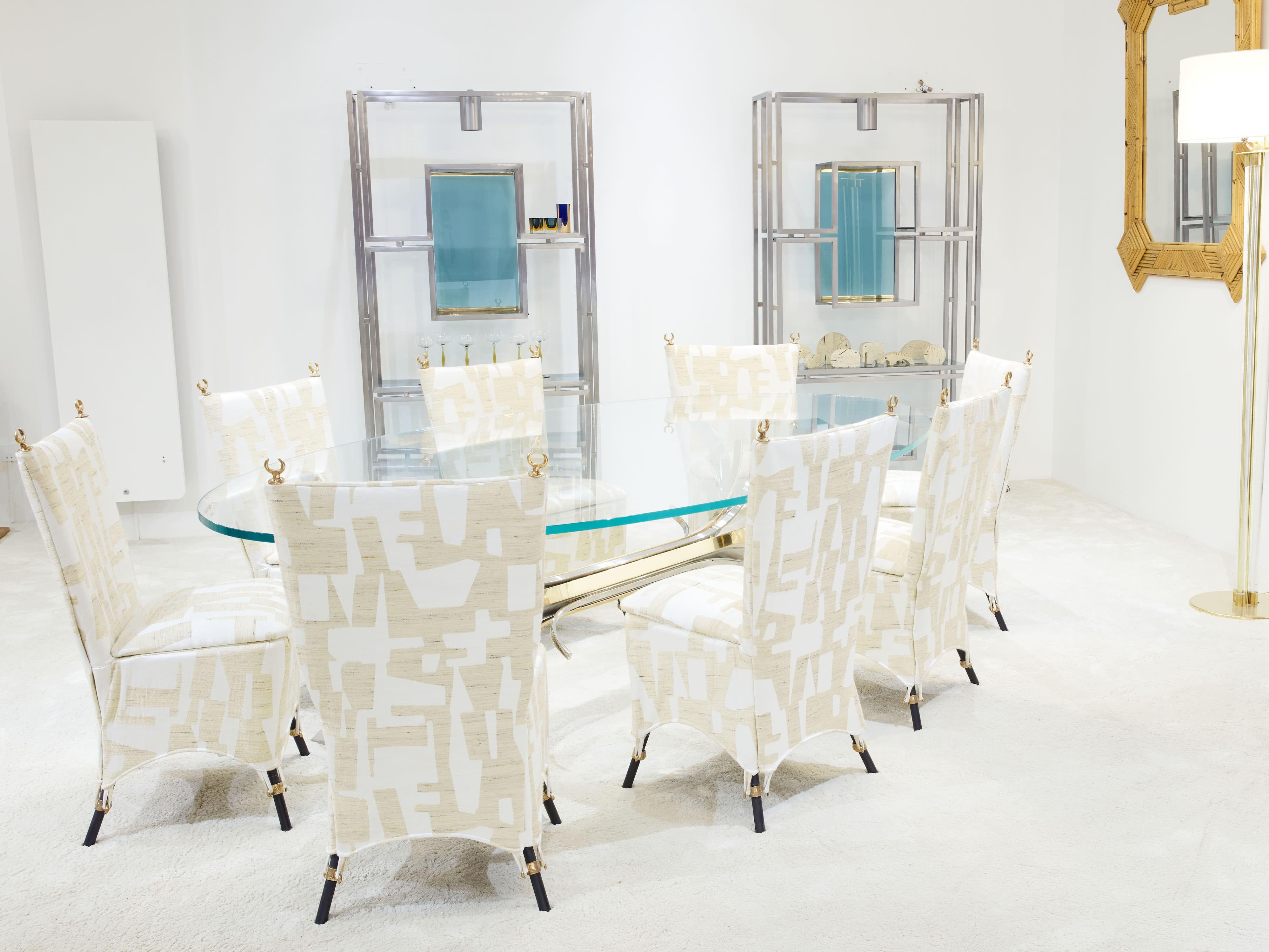 Set of 8 Garouste & Bonetti ‘Jour et Nuit ’ Bronze Dining Chairs, 1991 In Good Condition For Sale In Paris, IDF