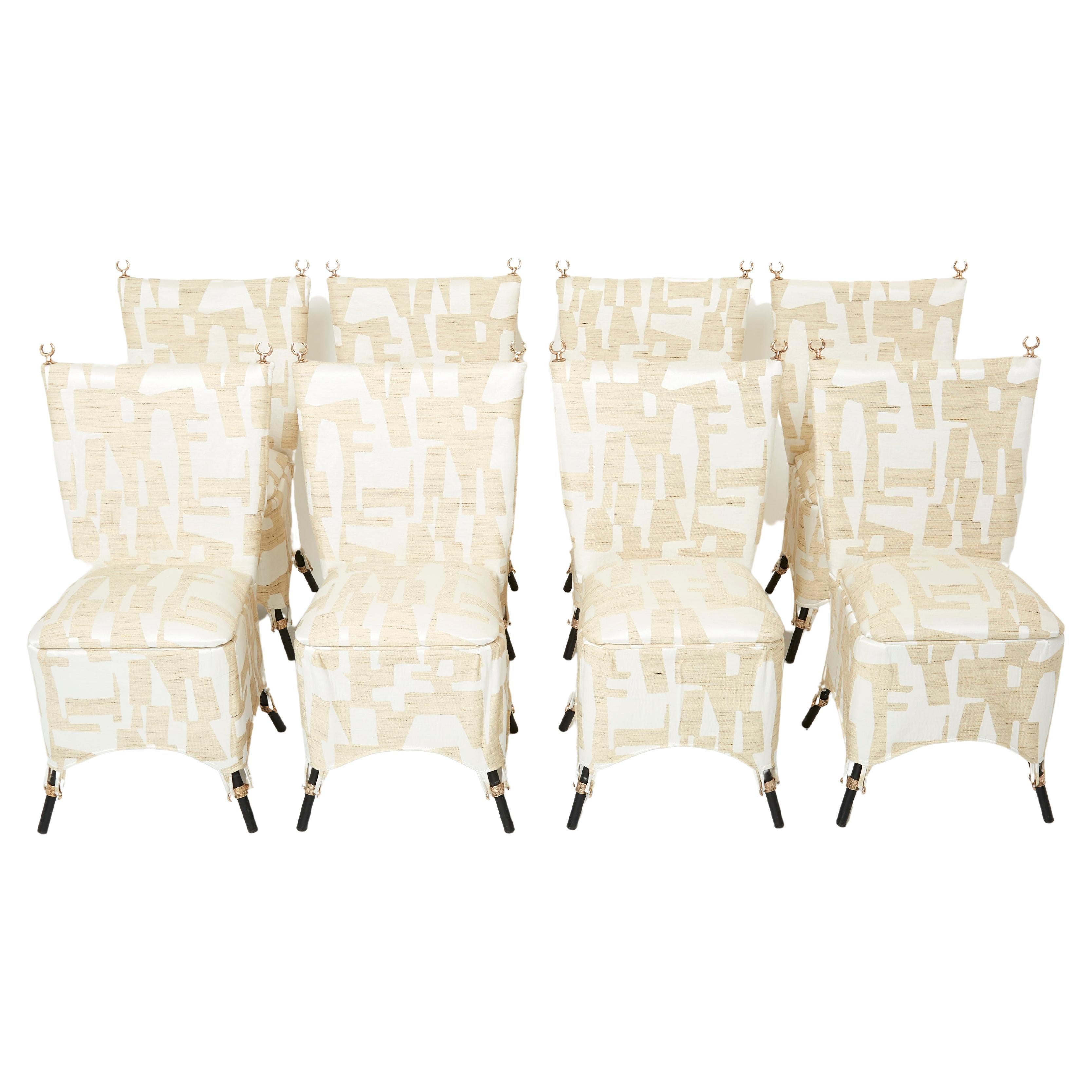 Set of 8 Garouste & Bonetti ‘Jour et Nuit ’ Bronze Dining Chairs, 1991 For Sale