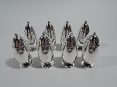 Set of 8 Georg Jensen Cactus Sterling Silver Salt & Pepper Shakers