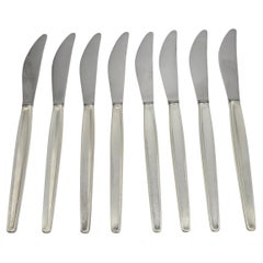 Set von 8 Georg Jensen Zypressen-Sterlingsilber-Tafelmessern mit Griff 8,75" #18628