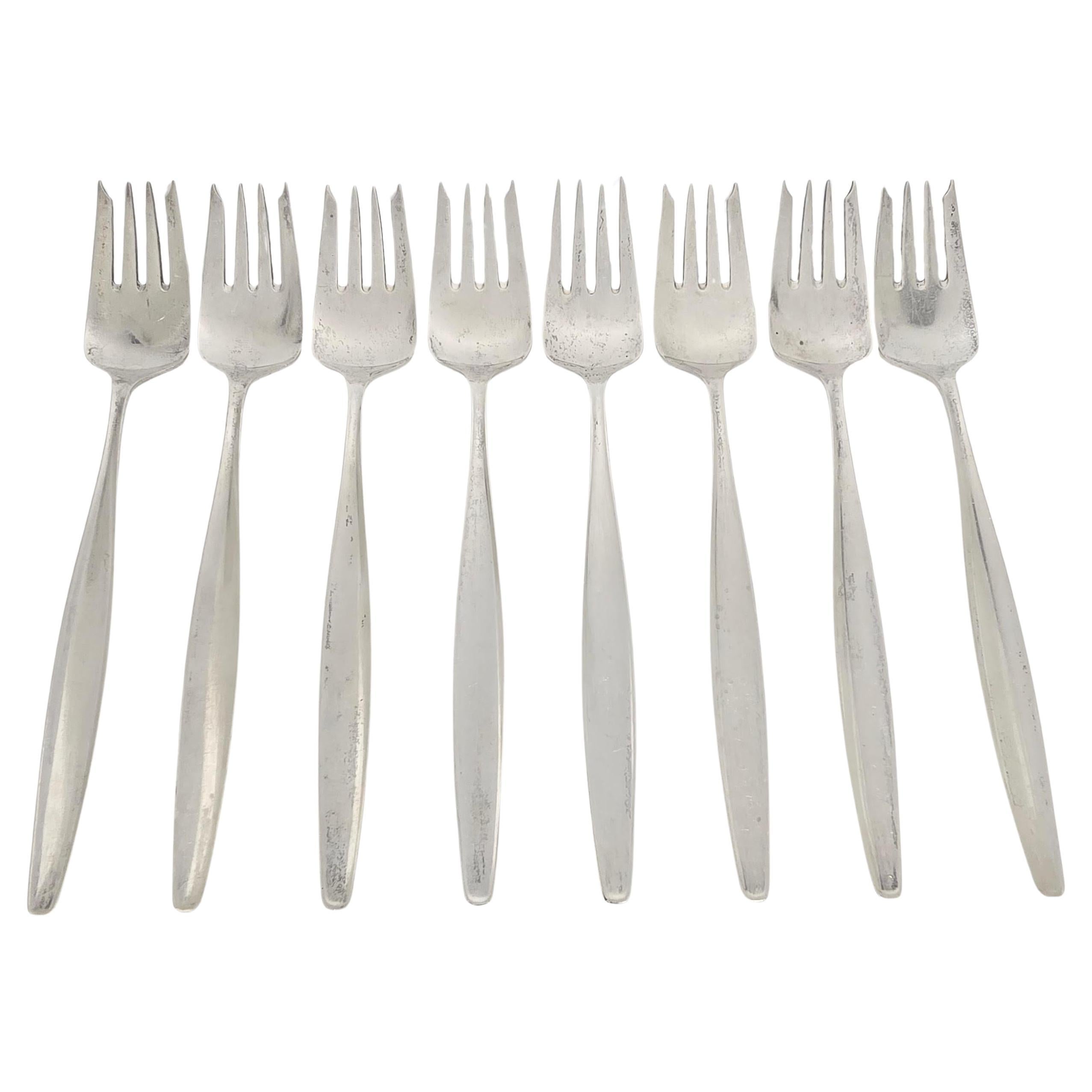 Set di 8 forchette da insalata in argento sterling Georg Jensen Denmark Cypress 6 3/4" #18632
