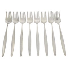 Set of 8 Georg Jensen Denmark Cypress Sterling Silver Salad Forks 6 3/4" #18632