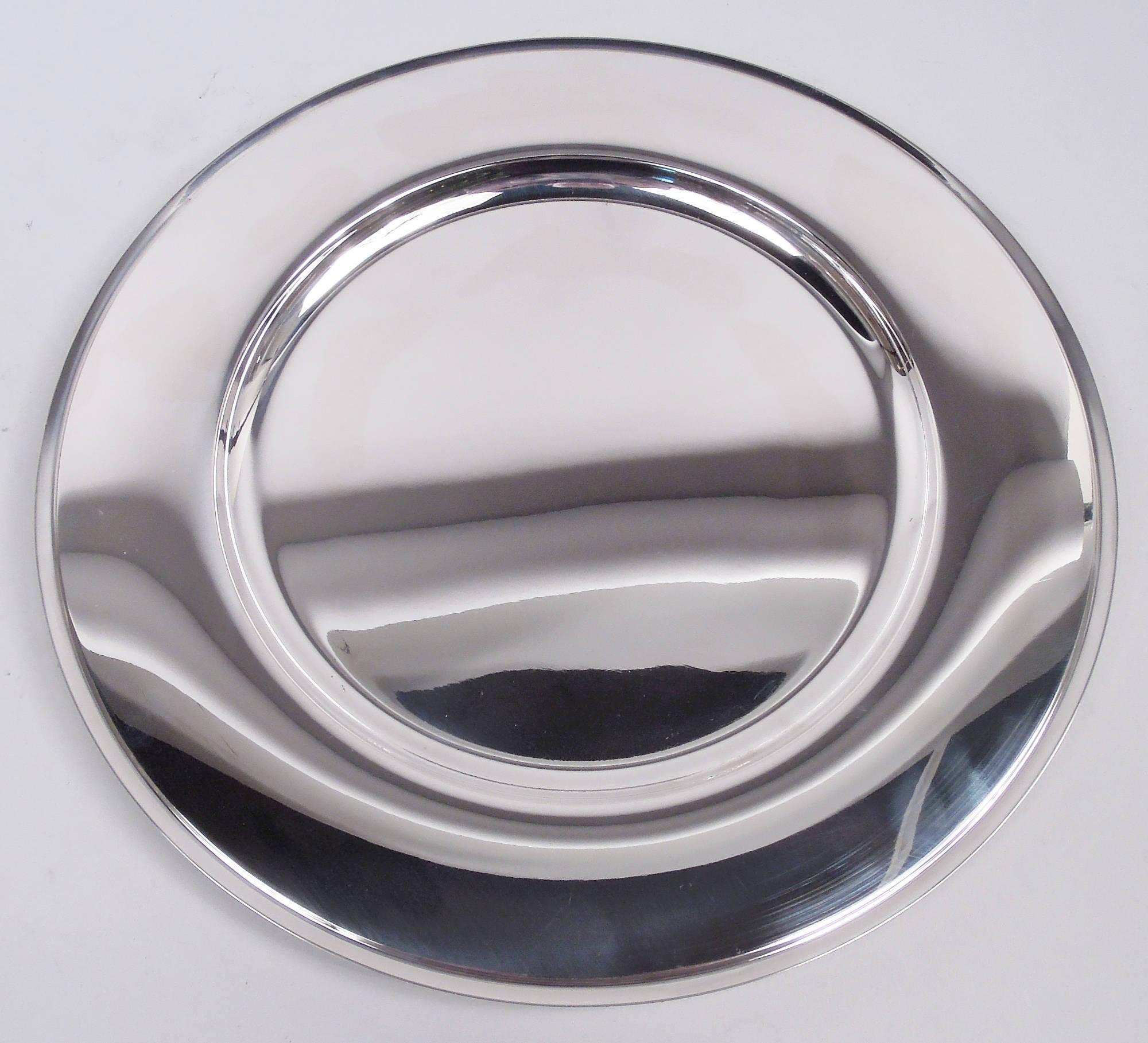 Art Déco Set di 8 piatti da pranzo a piramide in argento Georg Jensen
