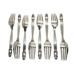 Ensemble de 8 fourchettes en acier inoxydable Georg Jensen & Wendel Denmark 7 1/2" #14944