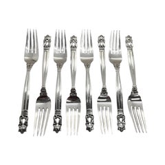 Set von 8 Georg Jensen & Wendel Dänemark Eichel-Sterlingsilbergabeln 6 5/8" #14946
