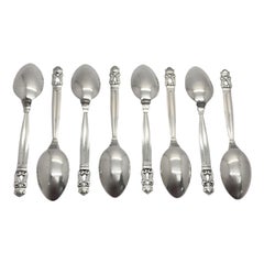 Set de 8 cuillères à café en argent sterling Georg Jensen & Wendel Denmark #15035