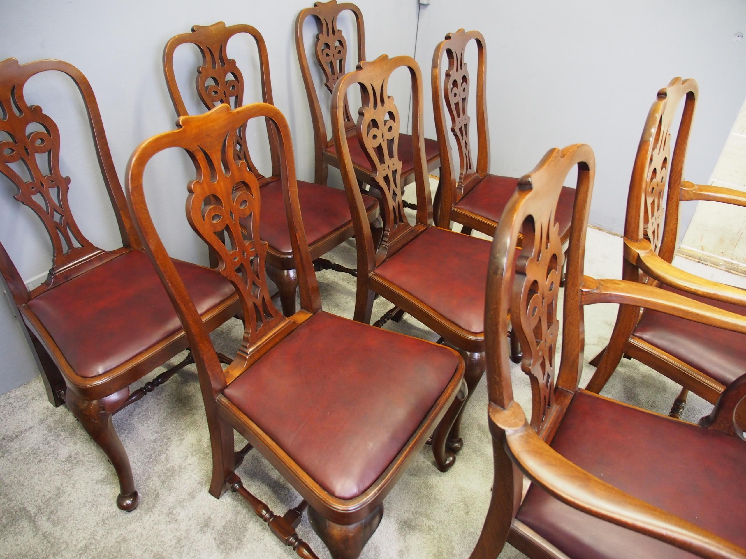 Leather Set of 8 George II Style Armchairs For Sale
