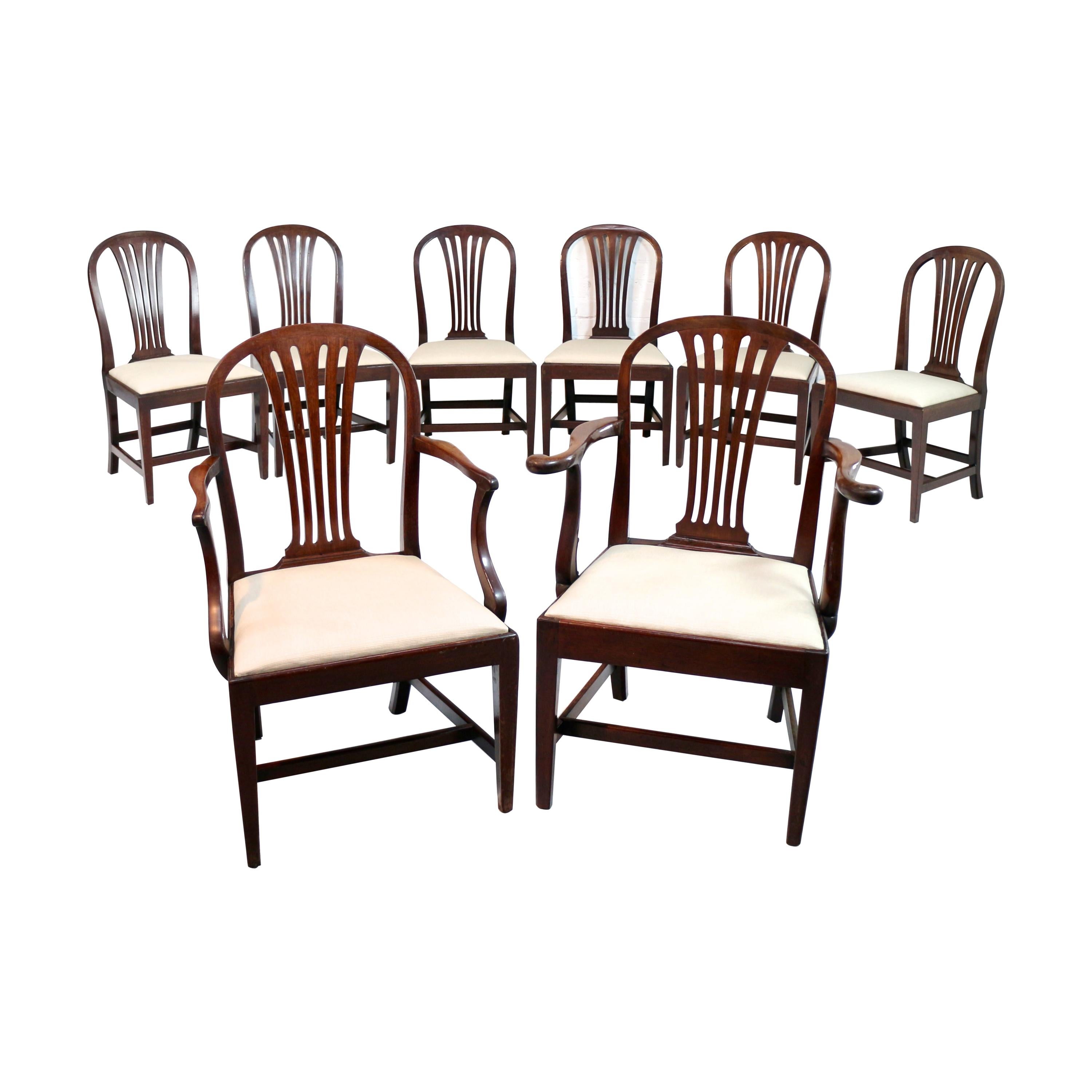 Set of 8 George III Gillows Mahogany Fan Back Dining Chairs