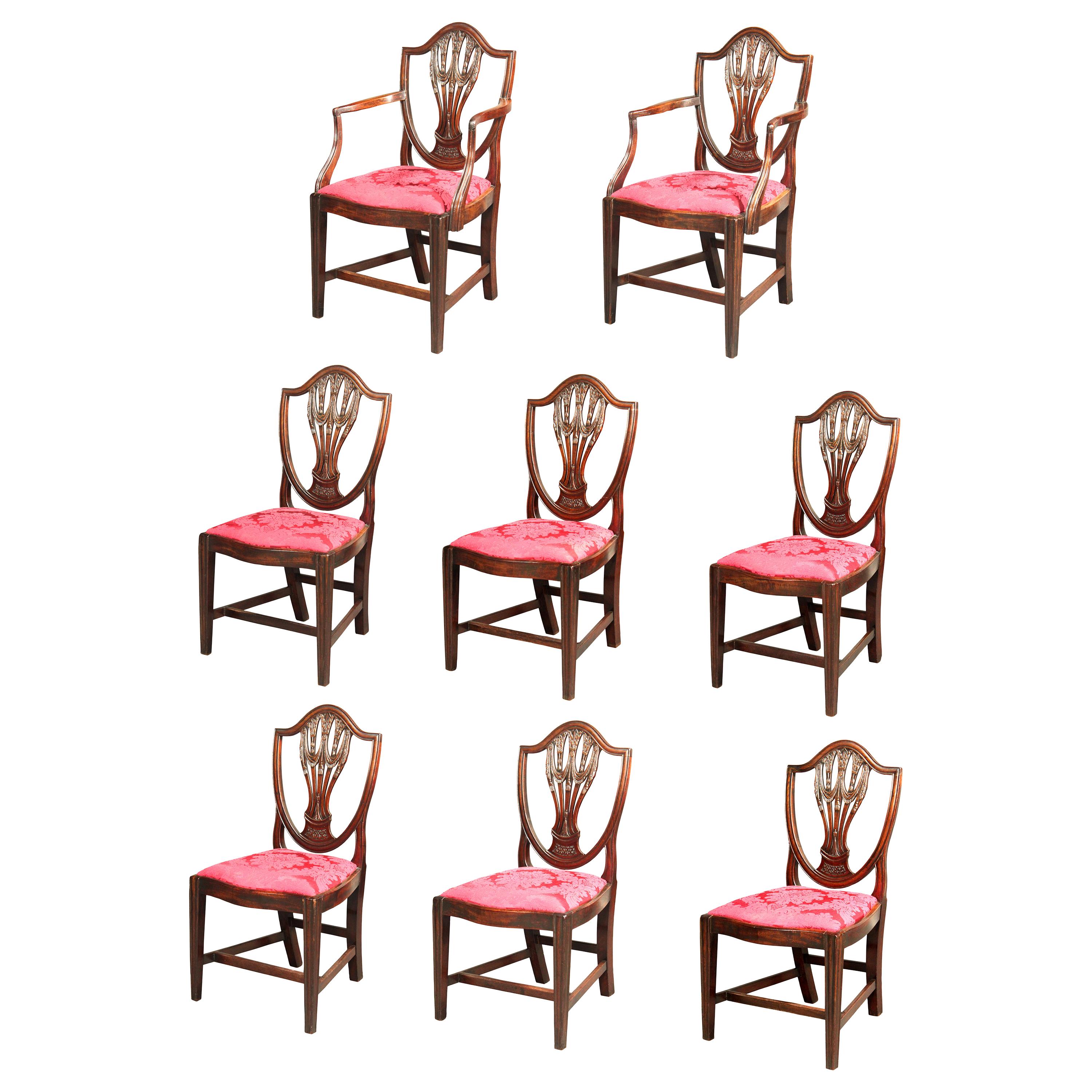 Set of 8 George III Hepplewhite Dining Chairs