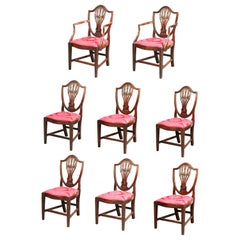 Antique Set of 8 George III Hepplewhite Dining Chairs
