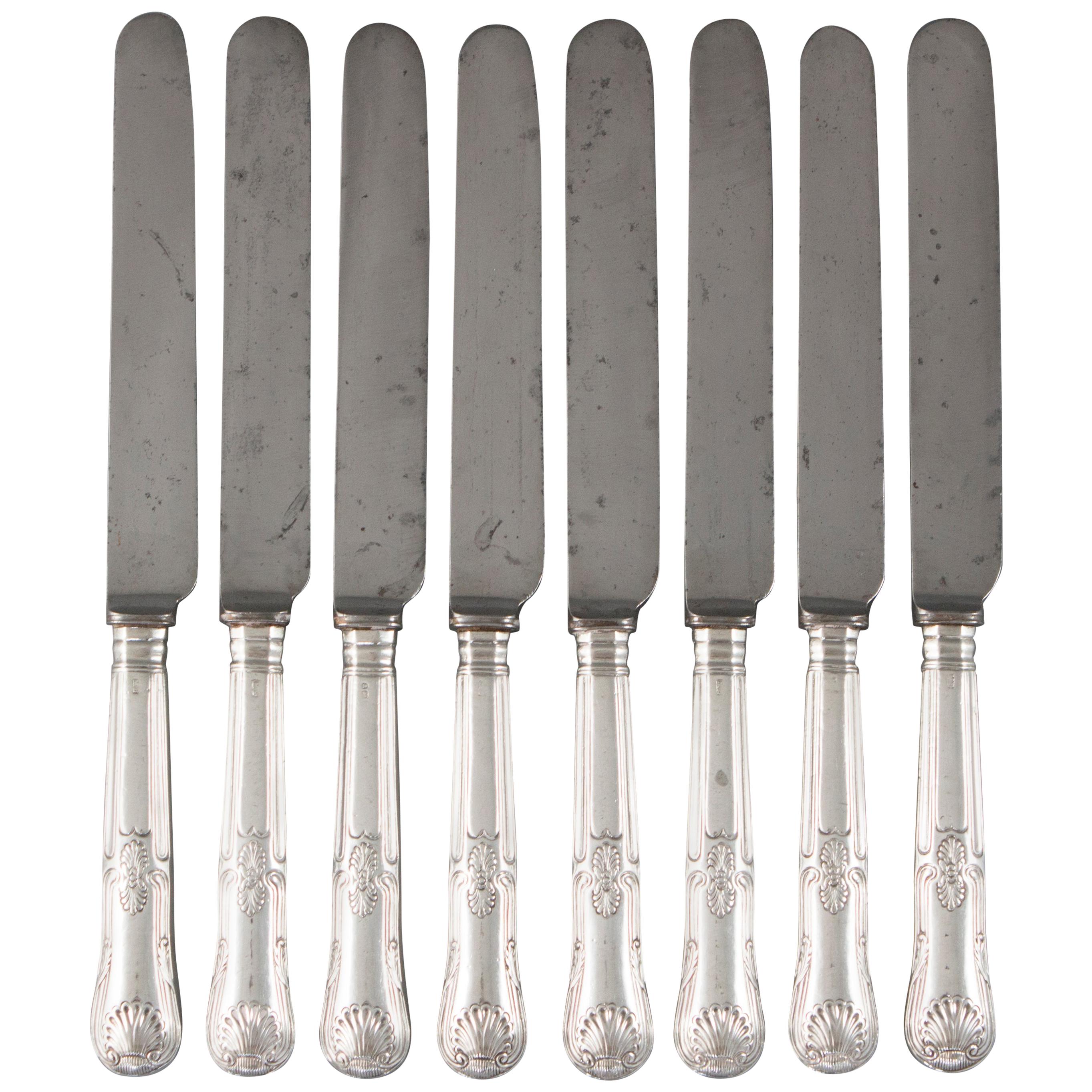 Set of 8 George III Kings Pattern Table Knives, London 1813 by Moses Brent