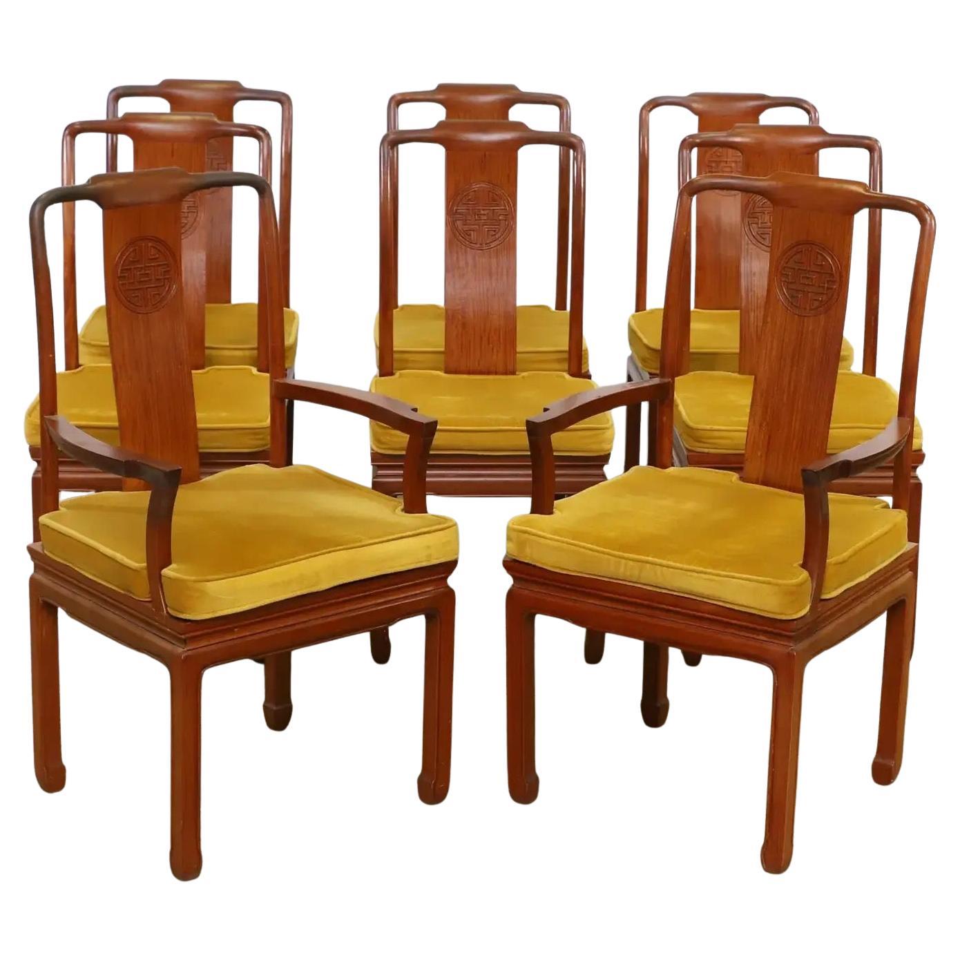 Set of 8 George Zee 
Co. Anglo-Chinese Teak Extendable Dining Chairs