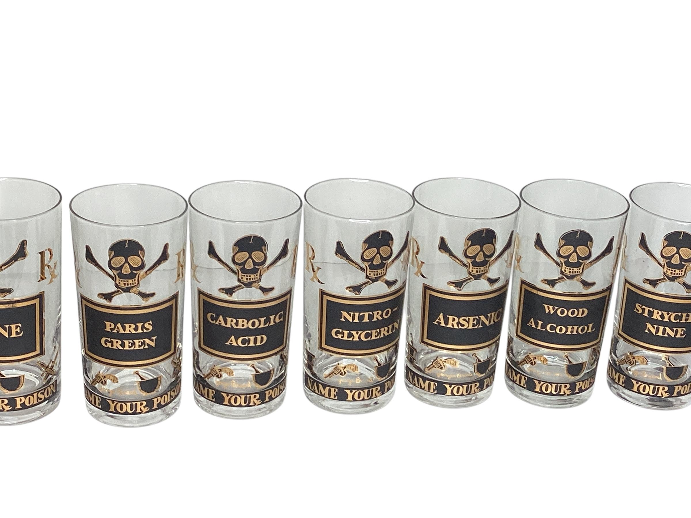 Set von 8 Georges Briard 22-karätigem Gold-Highballgläsern „Name Your Poison“ im Angebot 4