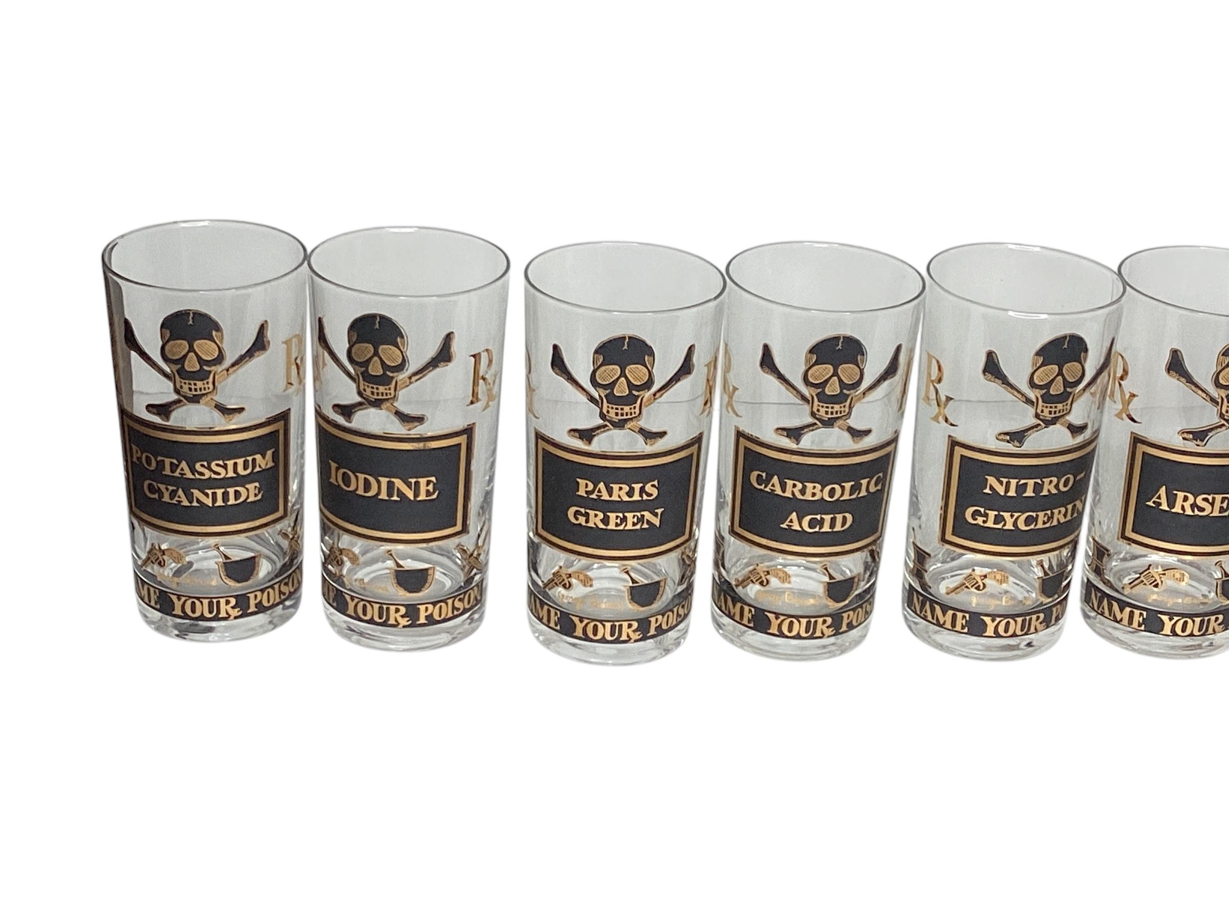 Set von 8 Georges Briard 22-karätigem Gold-Highballgläsern „Name Your Poison“ im Angebot 5