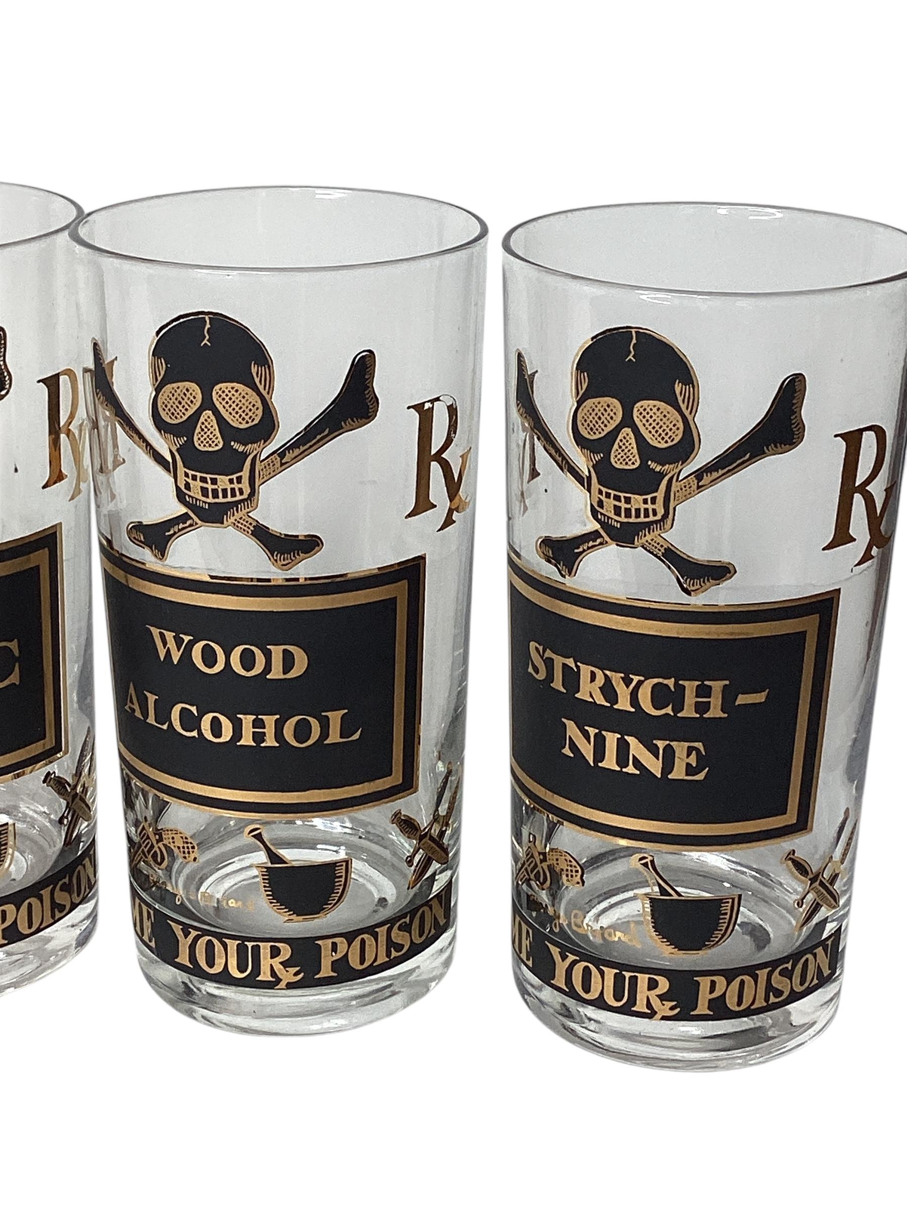 Set von 8 Georges Briard 22-karätigem Gold-Highballgläsern „Name Your Poison“ im Angebot 2