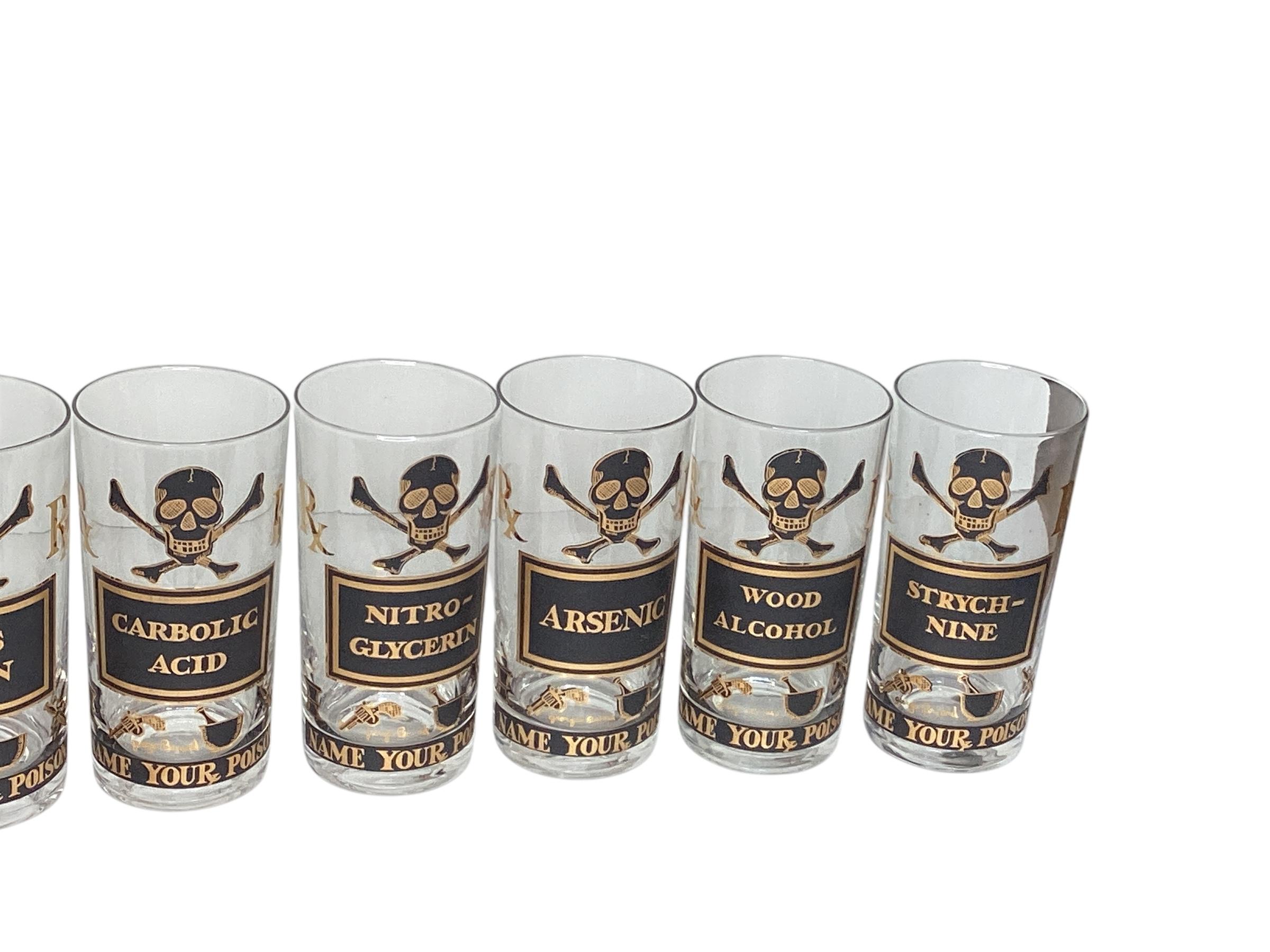 Set von 8 Georges Briard 22-karätigem Gold-Highballgläsern „Name Your Poison“ im Angebot 3