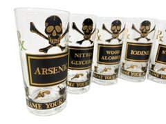 Set of 8 Georges Briard Mid-Century Modern "Name Your Poison" Highball Glasses