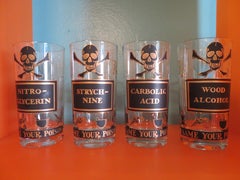 Set of 8 Georges Briard Mid-Century Modern "Name Your Poison" Highball Glasses