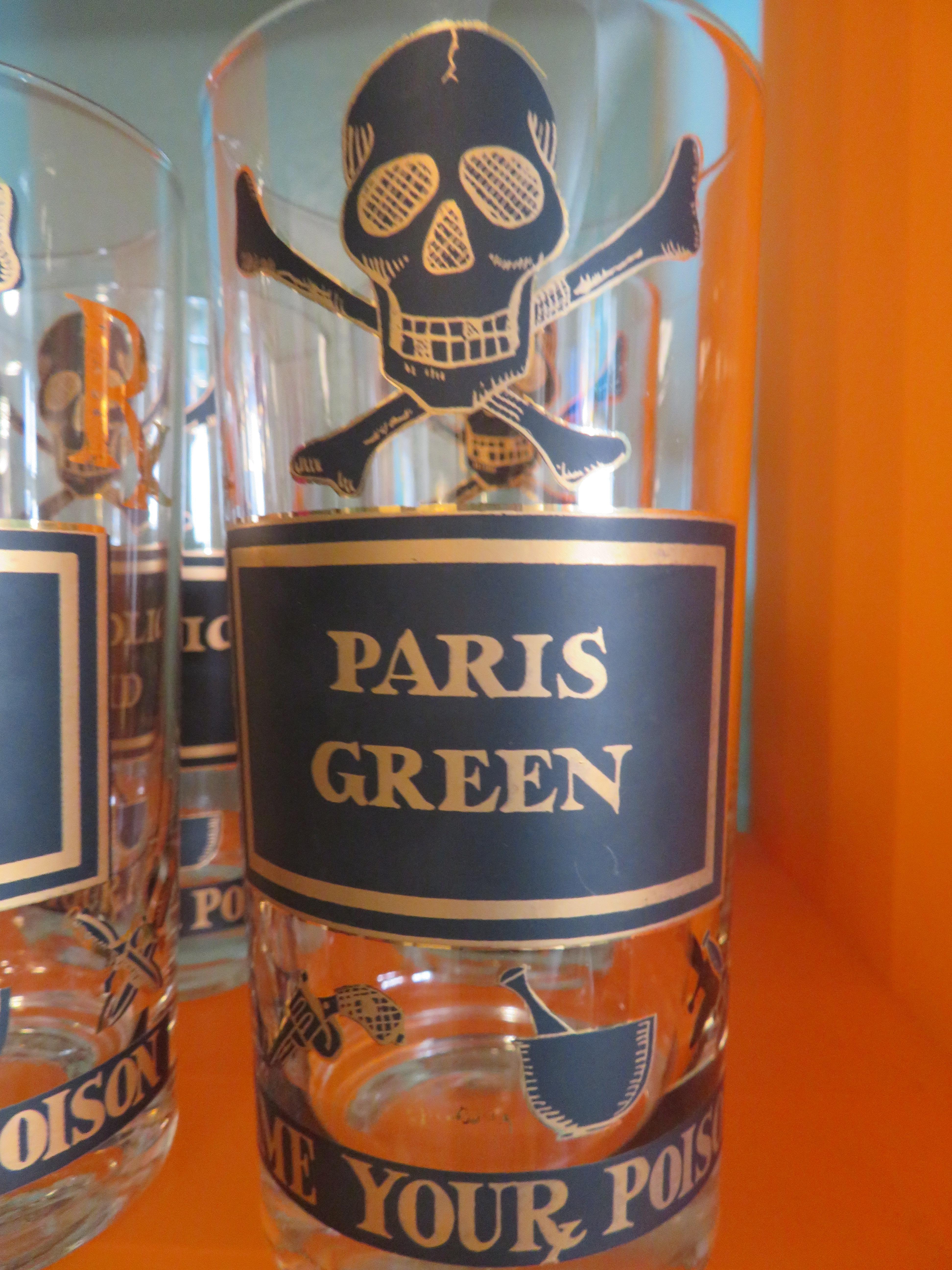 Américain Lot de 8 verres longs Georges Briard « Nom Your Poison » de style moderne du milieu du siècle dernier en vente