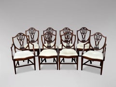 Set of 8 Georgian Hepplewhite Shield Back Dining Chairs