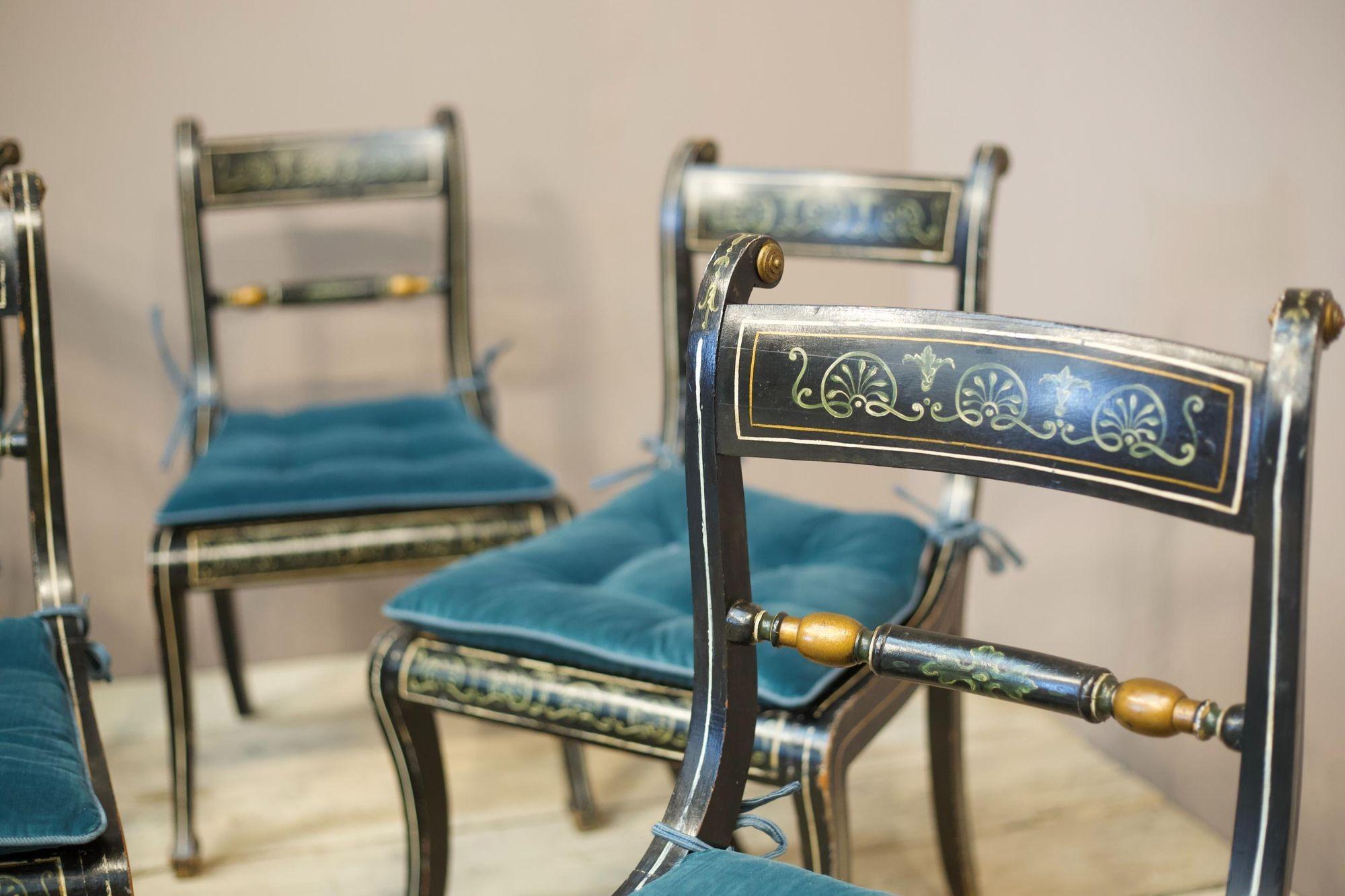19th Century Set of 8 Georgian Regency Period Dining Chairs