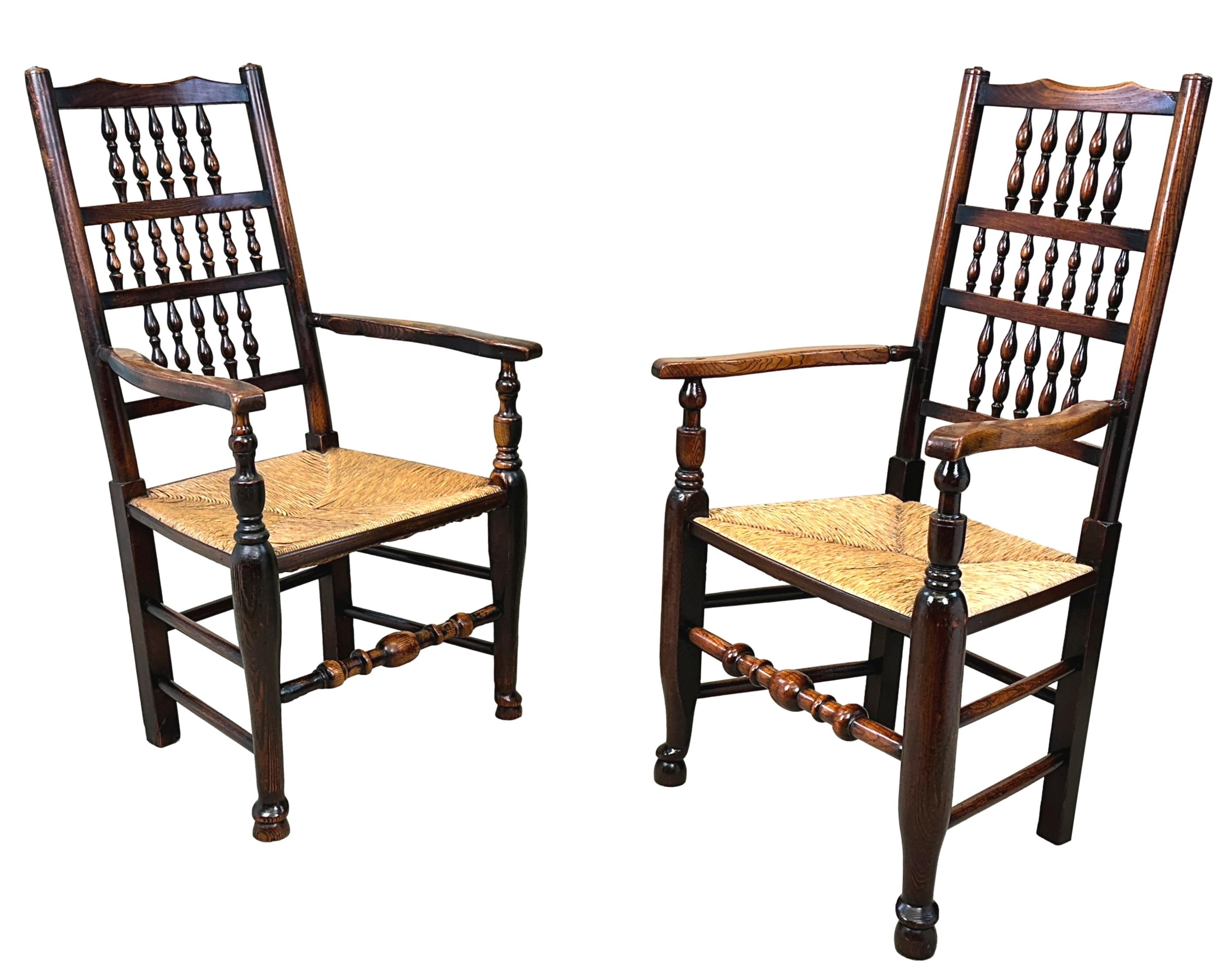 19th Century Set Of 8 Georgian Spindleback Farmhouse Dining Chairs For Sale