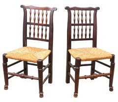 Juego De 8 Sillas De Comedor Georgianas Con Respaldo De Huso