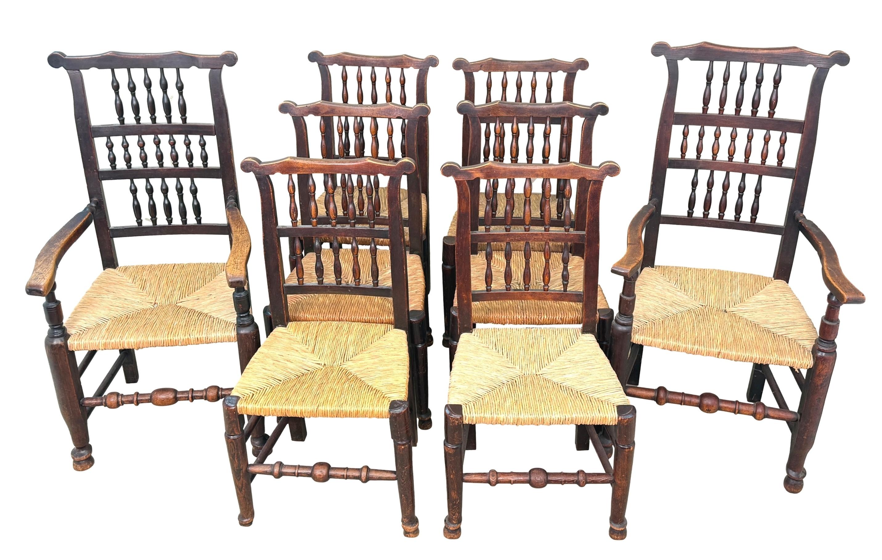 Set Of 8 Georgian Spindleback Kitchen Dining Chairs For Sale 13