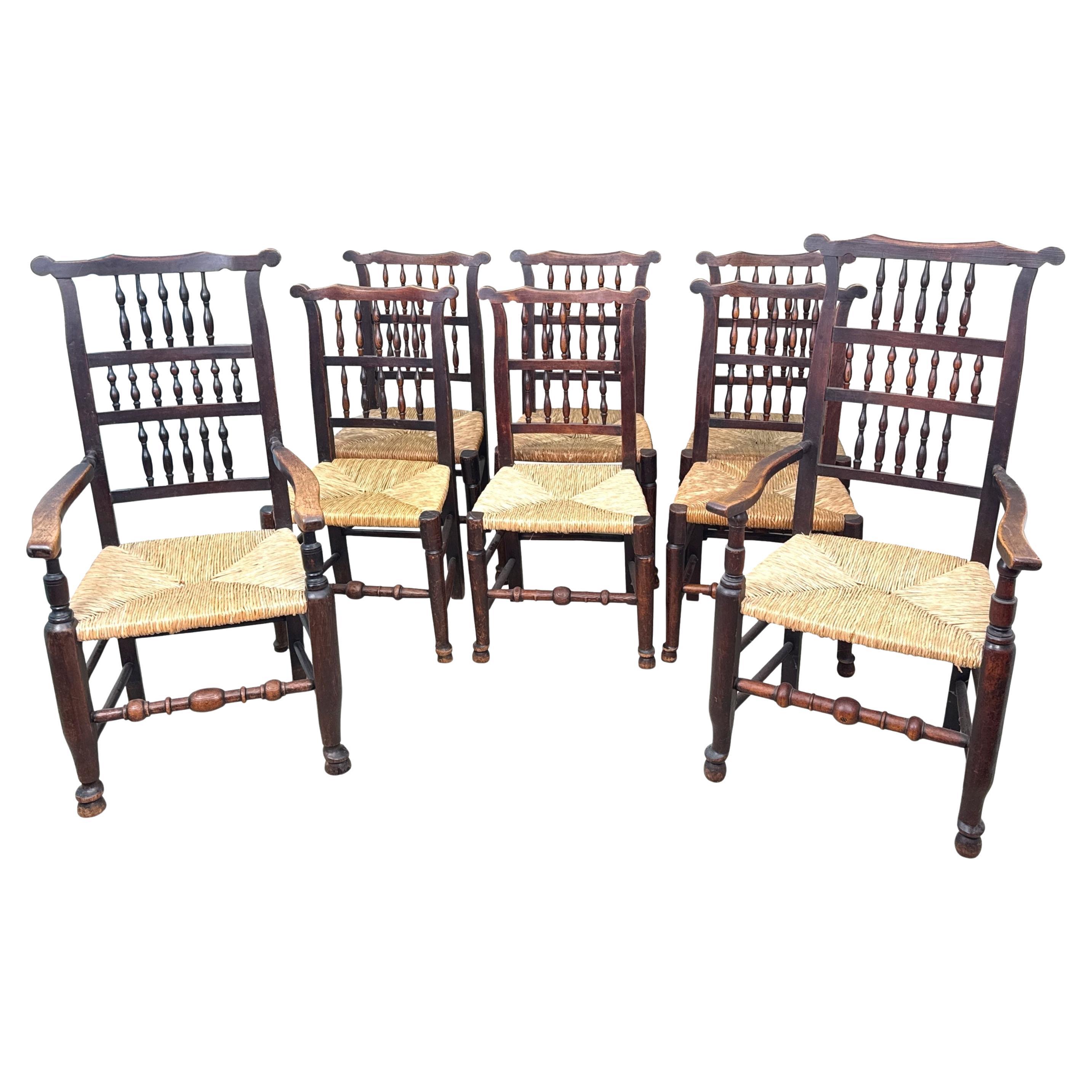 Set Of 8 Georgian Spindleback Kitchen Dining Chairs For Sale