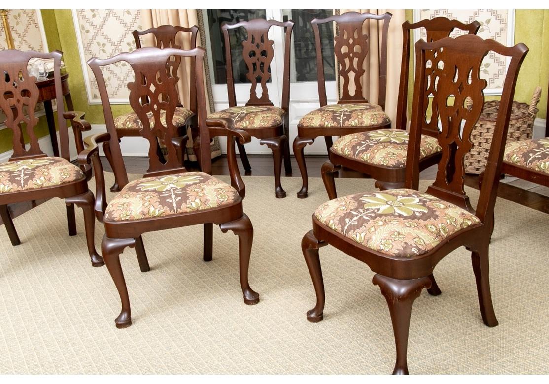 Set of 8 Georgian Style Dining Chairs in Clarence House Fabric For Sale 6