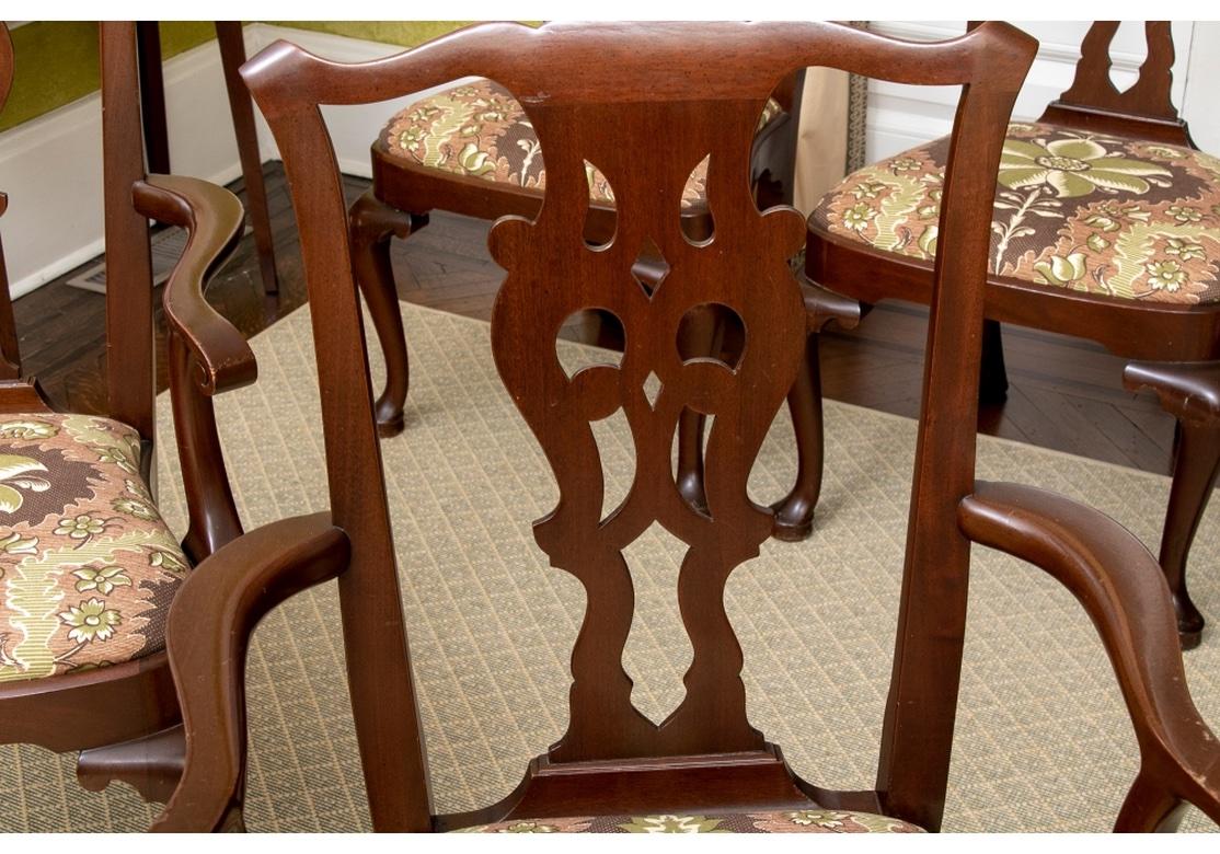 Set of 8 Georgian Style Dining Chairs in Clarence House Fabric For Sale 7