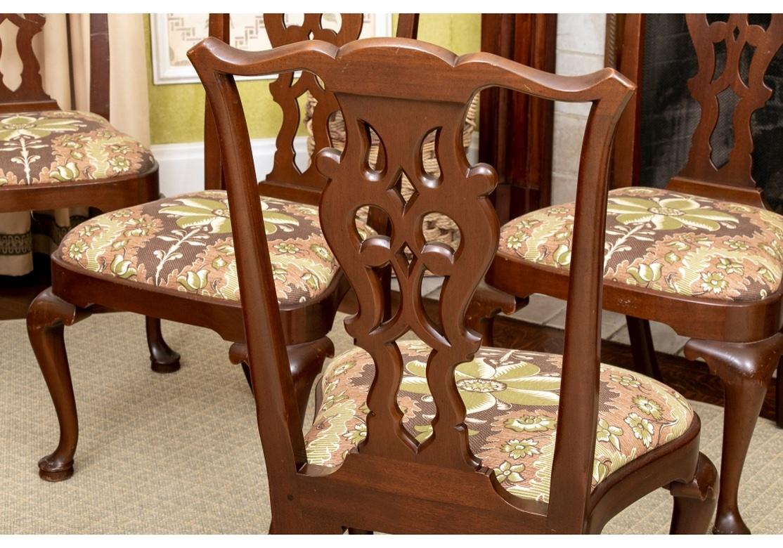 Set of 8 Georgian Style Dining Chairs in Clarence House Fabric For Sale 9