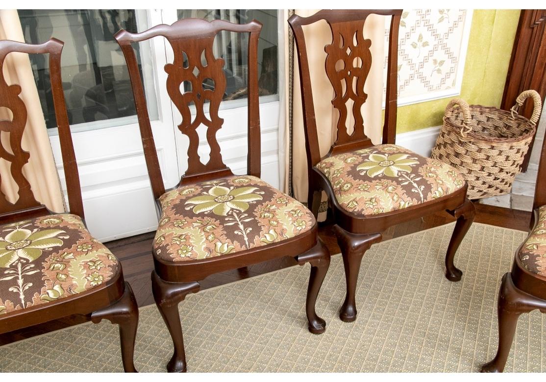 Set of 8 Georgian Style Dining Chairs in Clarence House Fabric For Sale 11