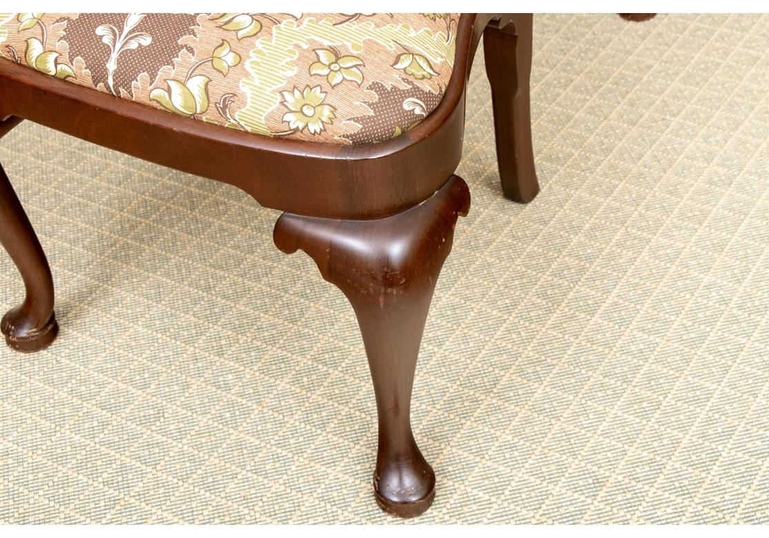 Set of 8 Georgian Style Dining Chairs in Clarence House Fabric For Sale 1