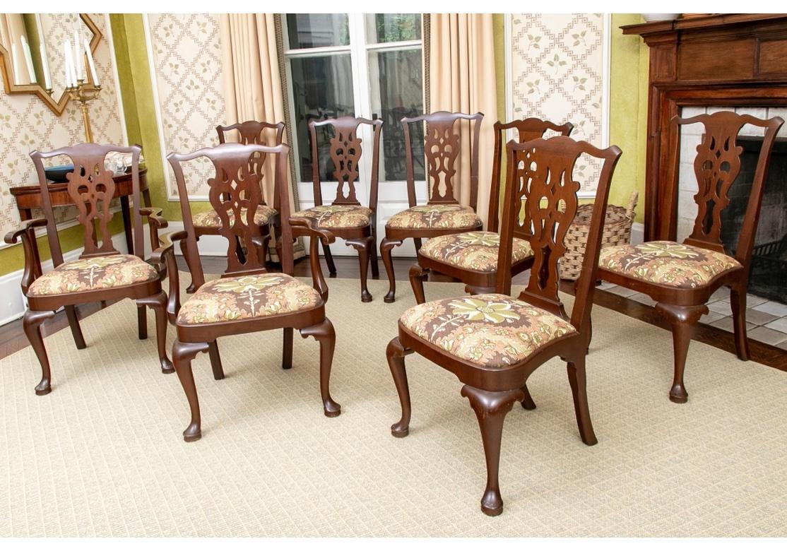 Set of 8 Georgian Style Dining Chairs in Clarence House Fabric For Sale 3