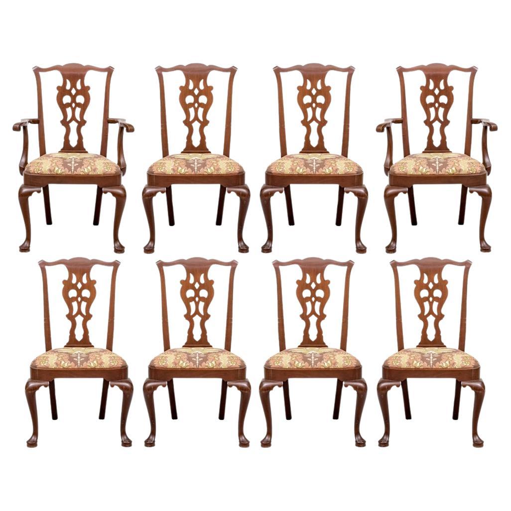 Set di 8 sedie da pranzo in stile georgiano in tessuto Clarence House