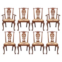 Set of 8 Georgian Style Dining Chairs in Clarence House Fabric