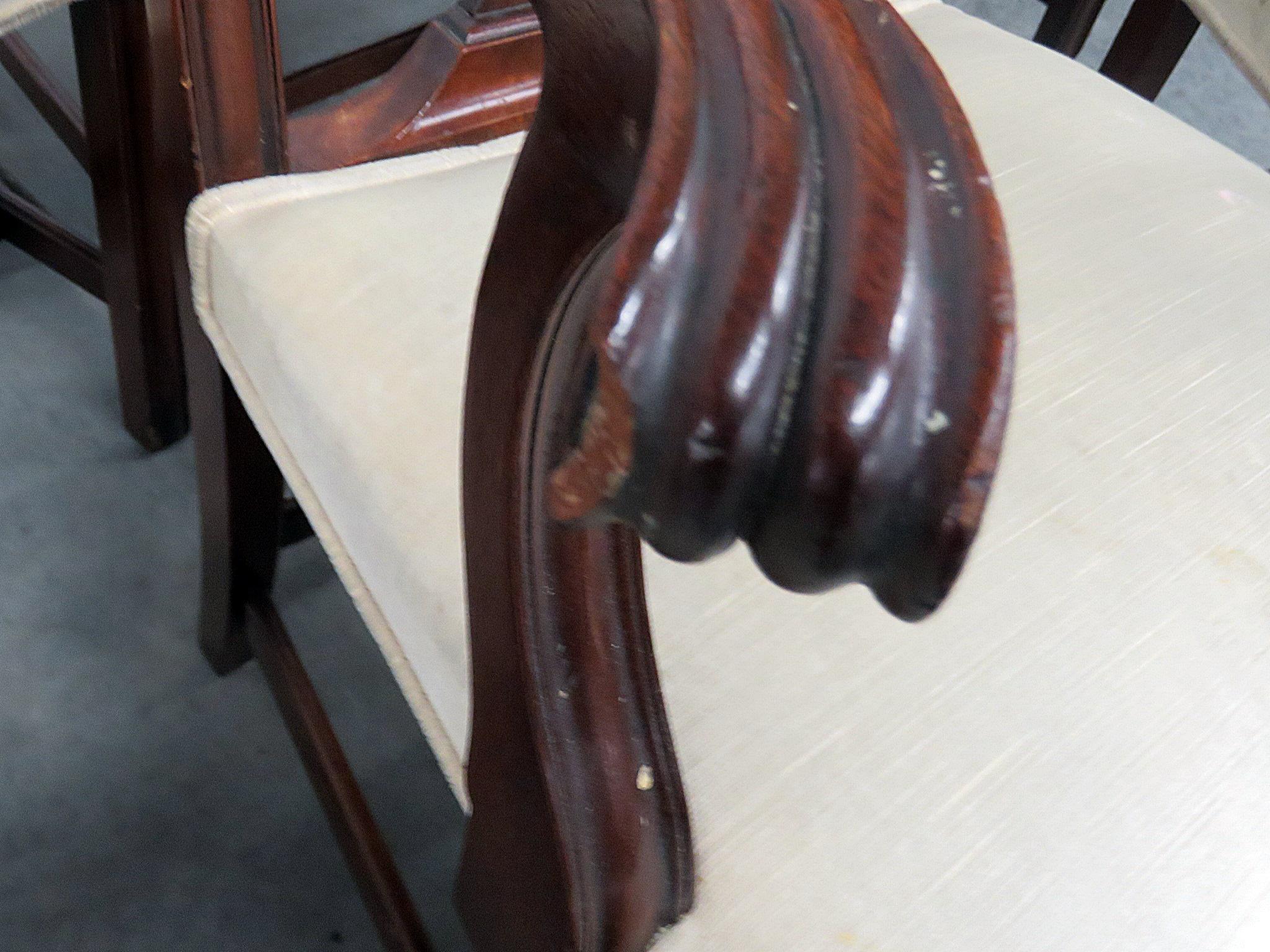 Set of 8 Georgian style mahogany dining room chairs. 2 arm chairs measure 39