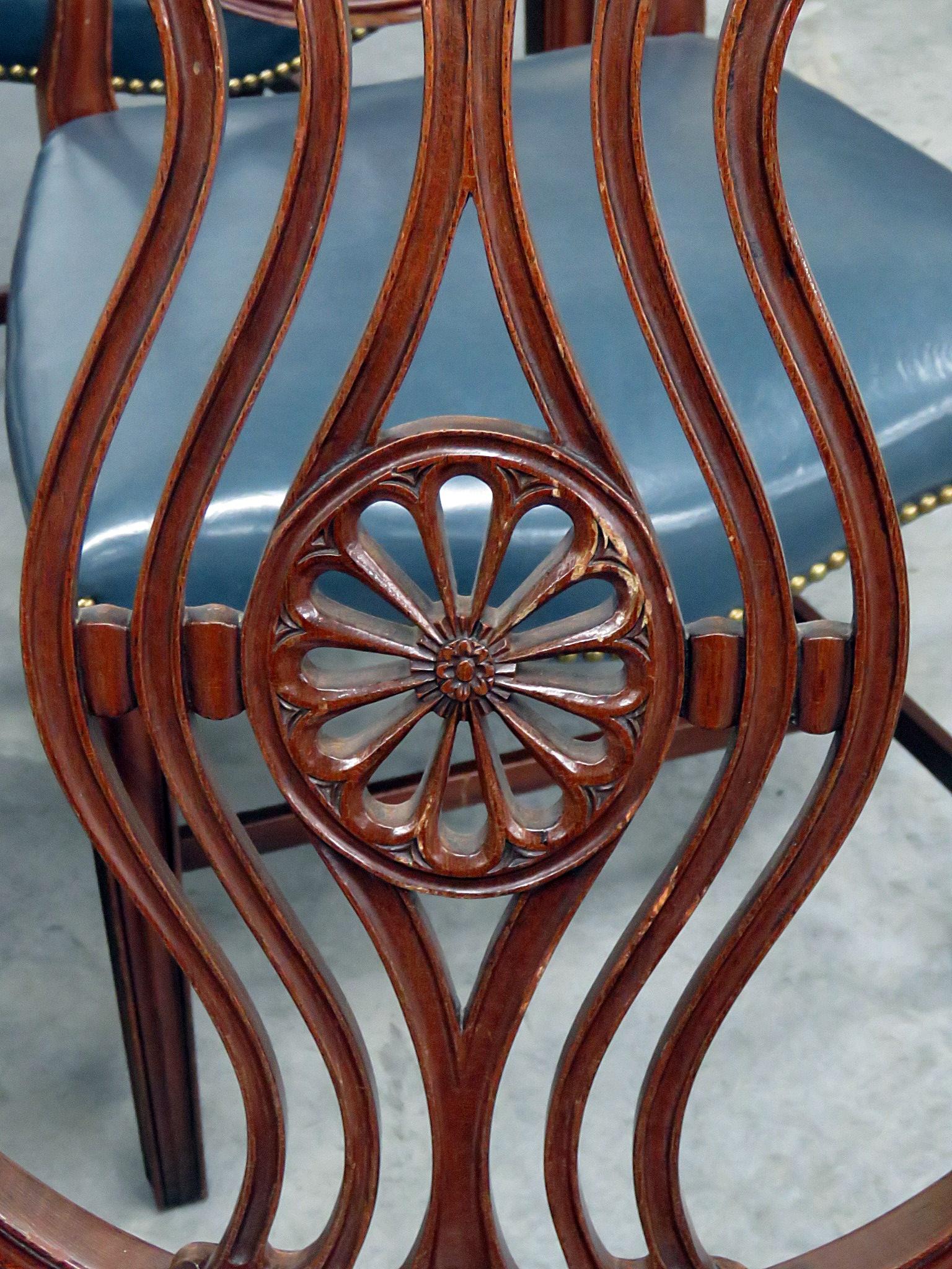 Leather Set of 8 Georgian Style Dining Room Chairs