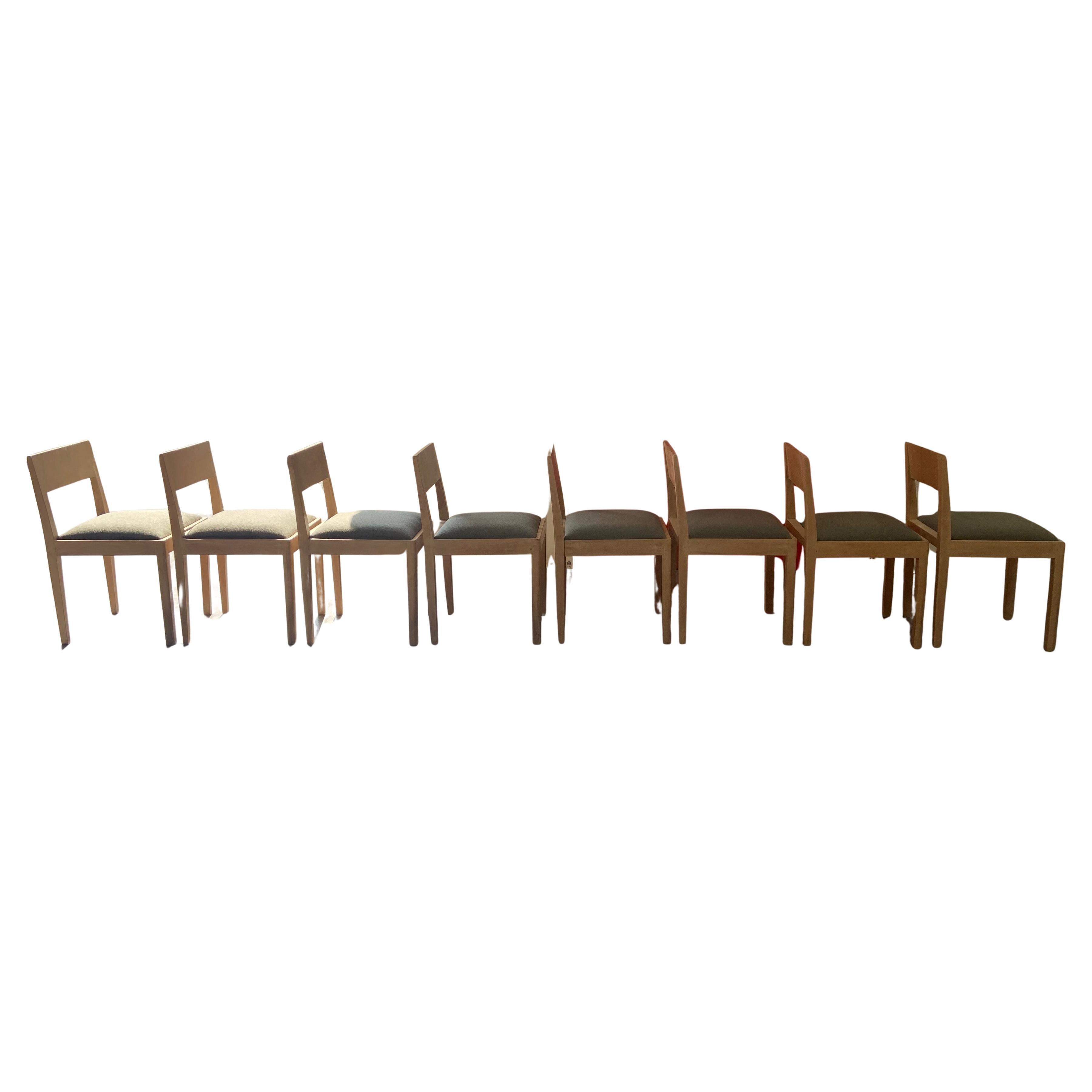 Gerald Summers für Makers of simple furniture, ein Satz von 8 Esszimmerstühlen, Typ H, um 1935, UK
Ein stromlinienförmiges, schlichtes modernistisches Set von einem erstaunlichen britischen Designer.
Er ist mit seinem charakteristischen