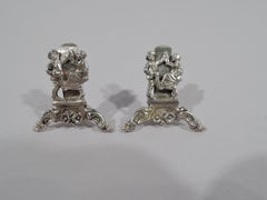 Set of 8 German Court and Country Sterling Silver Place Card Holders